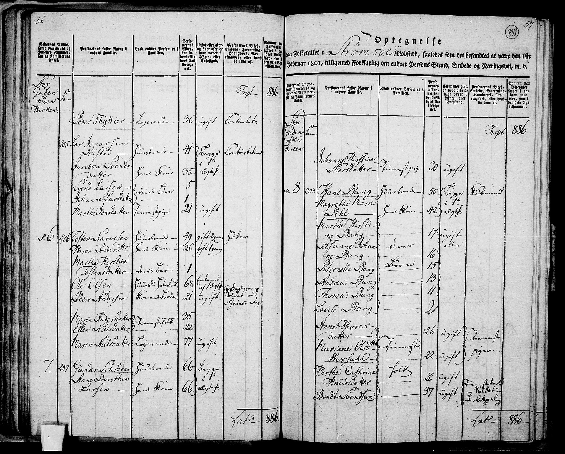 RA, 1801 census for 0602P Bragernes, 1801, p. 836b-837a
