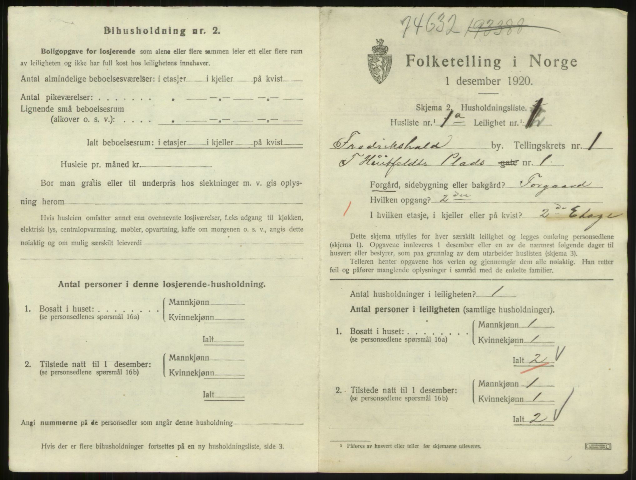 SAO, 1920 census for Fredrikshald, 1920, p. 2123