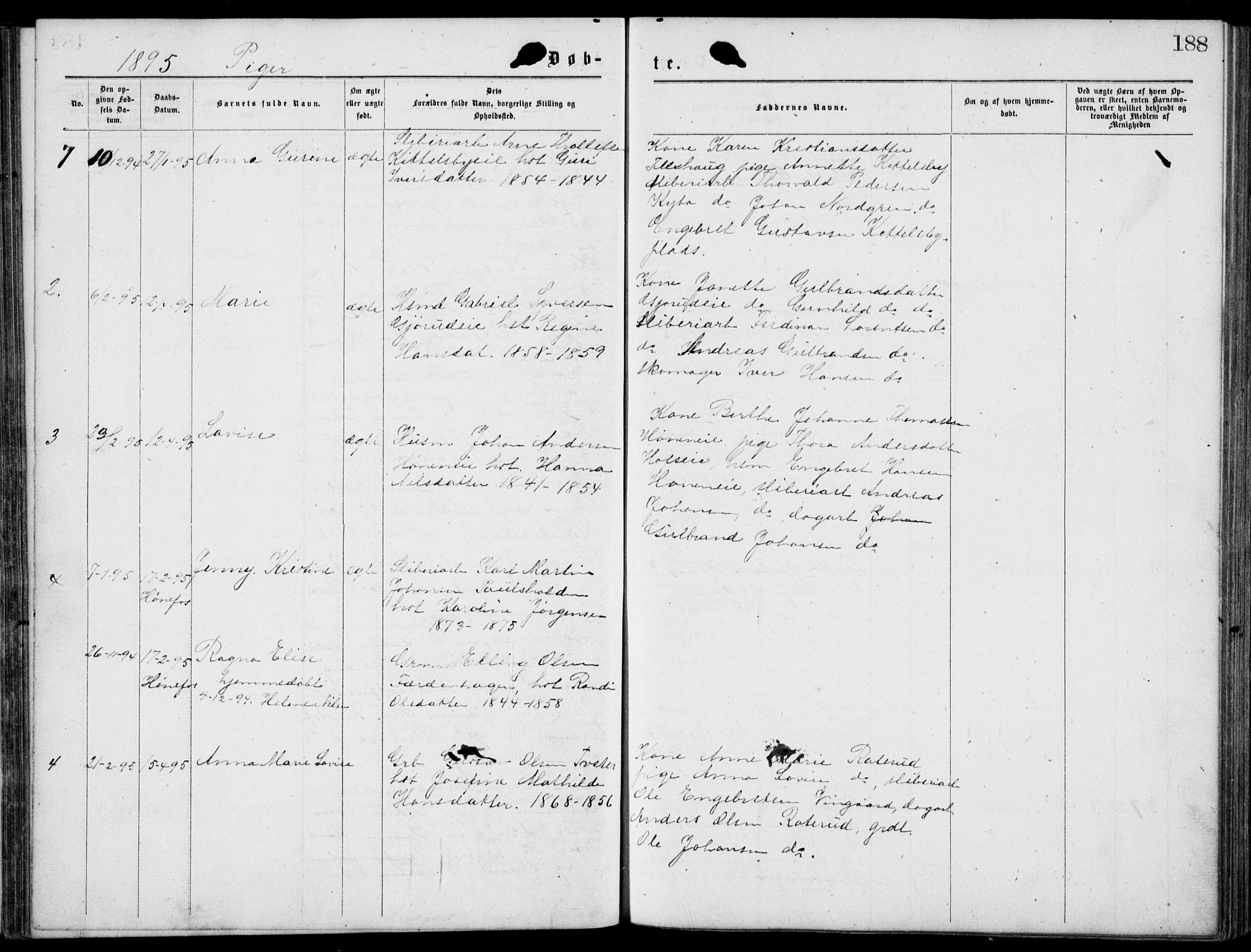 Norderhov kirkebøker, AV/SAKO-A-237/G/Gb/L0001: Parish register (copy) no. II 1, 1876-1899, p. 188