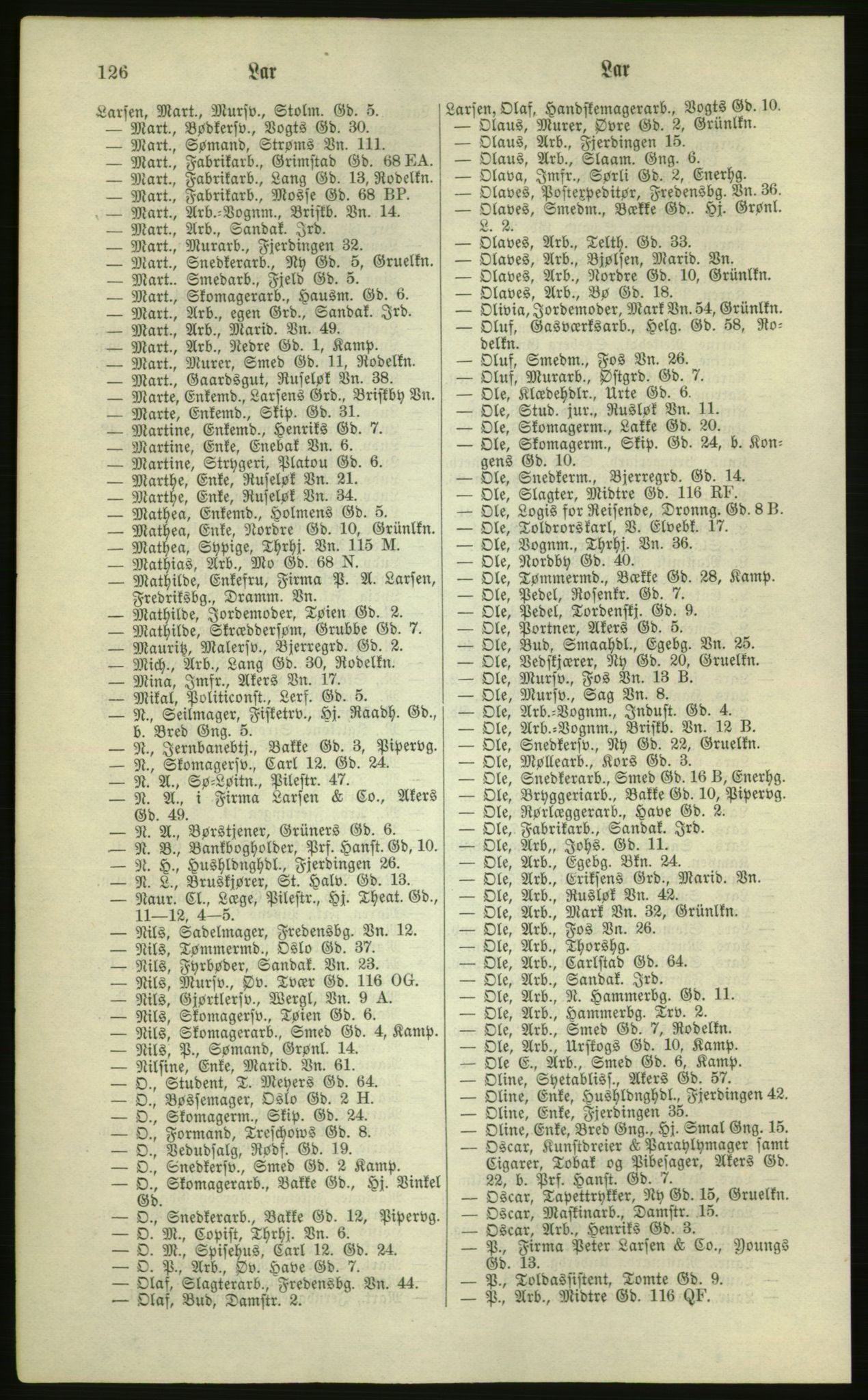 Kristiania/Oslo adressebok, PUBL/-, 1881, p. 126