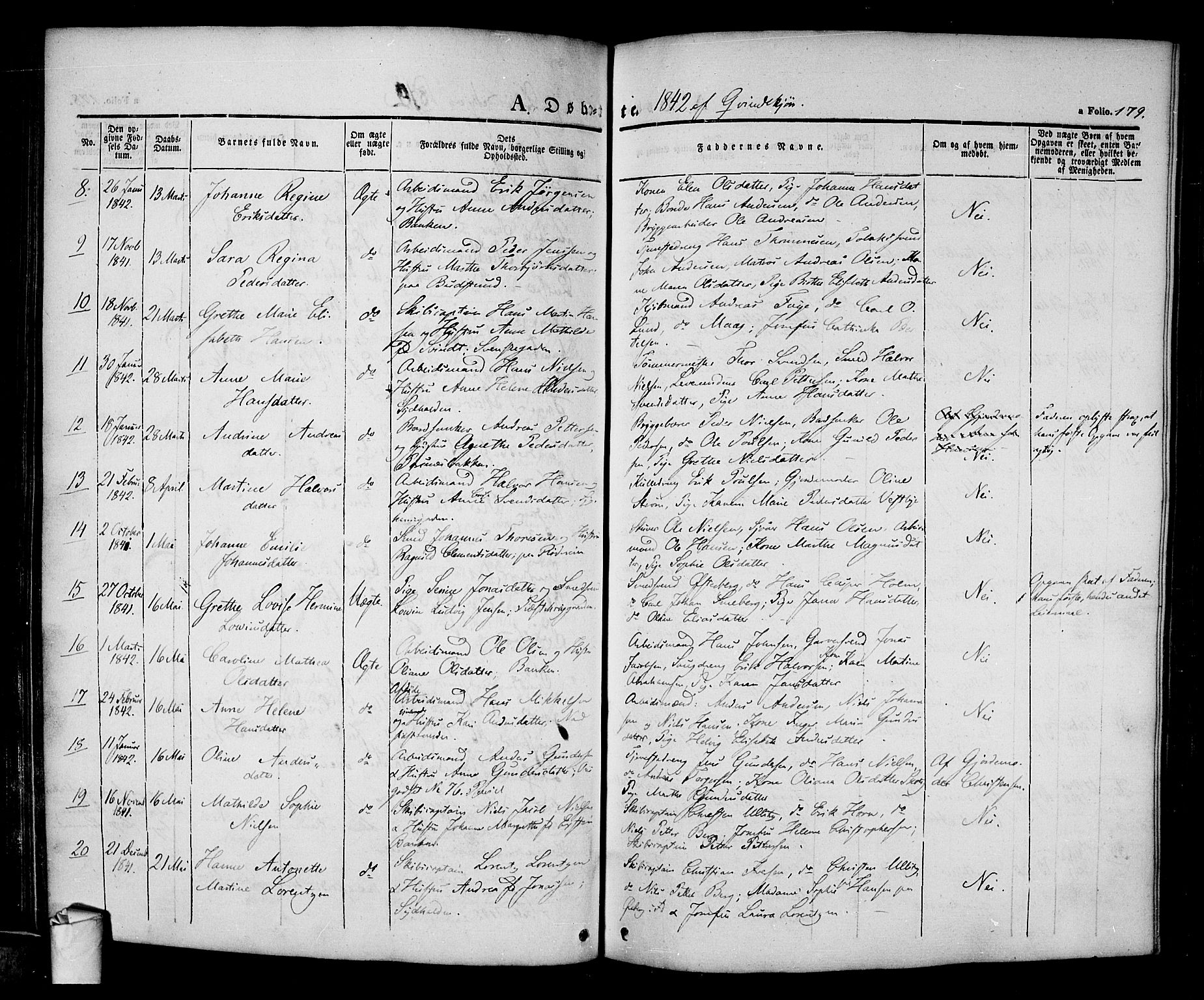 Halden prestekontor Kirkebøker, SAO/A-10909/F/Fa/L0005: Parish register (official) no. I 5, 1834-1845, p. 179
