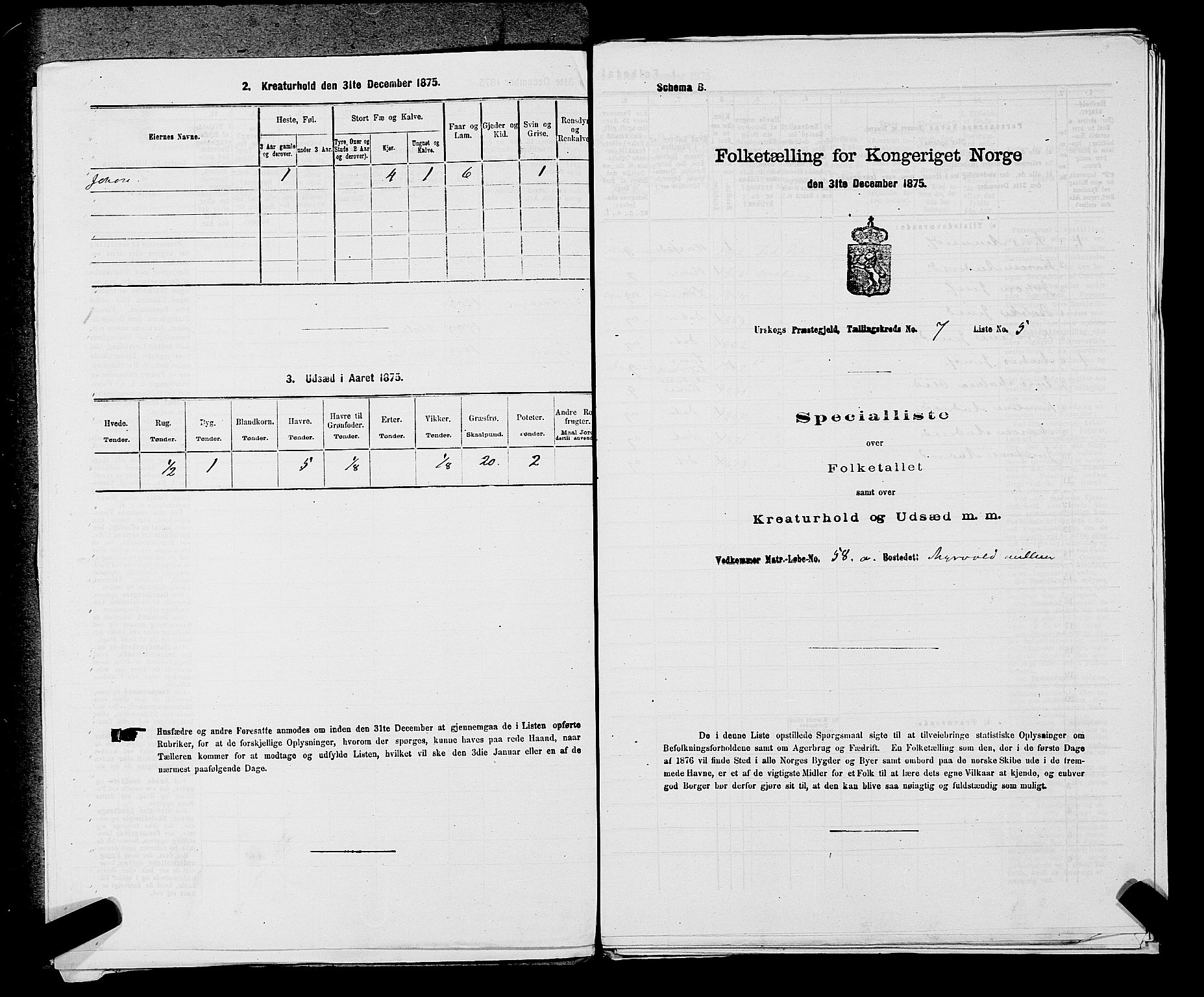 RA, 1875 census for 0224P Aurskog, 1875, p. 693