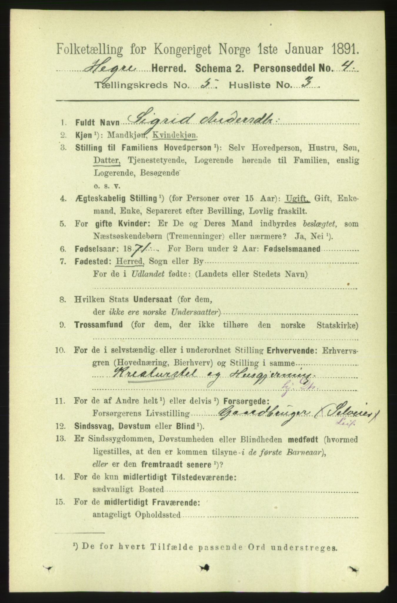 RA, 1891 census for 1712 Hegra, 1891, p. 2024