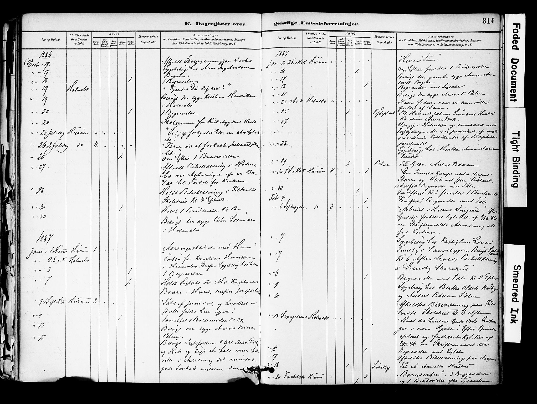 Hurum kirkebøker, SAKO/A-229/F/Fa/L0014: Parish register (official) no. 14, 1882-1895, p. 314