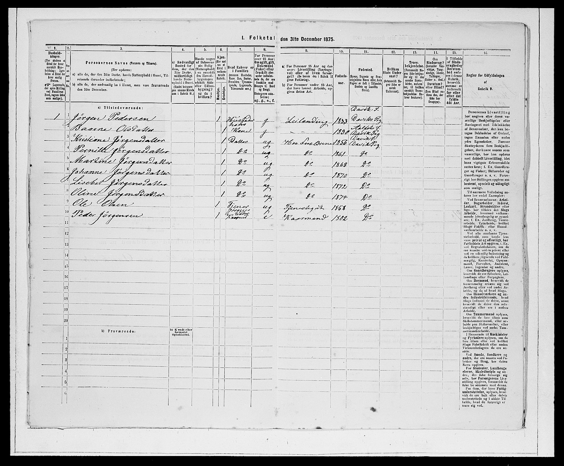 SAB, 1875 Census for 1442P Davik, 1875, p. 174