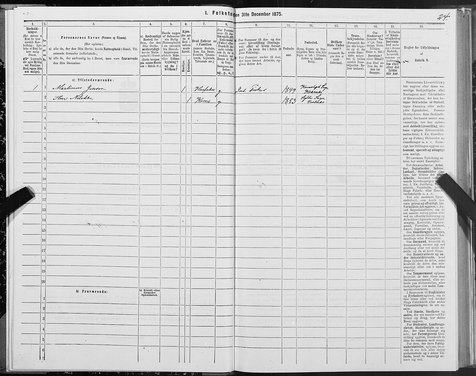SAT, 1875 census for 1553P Kvernes, 1875, p. 3024