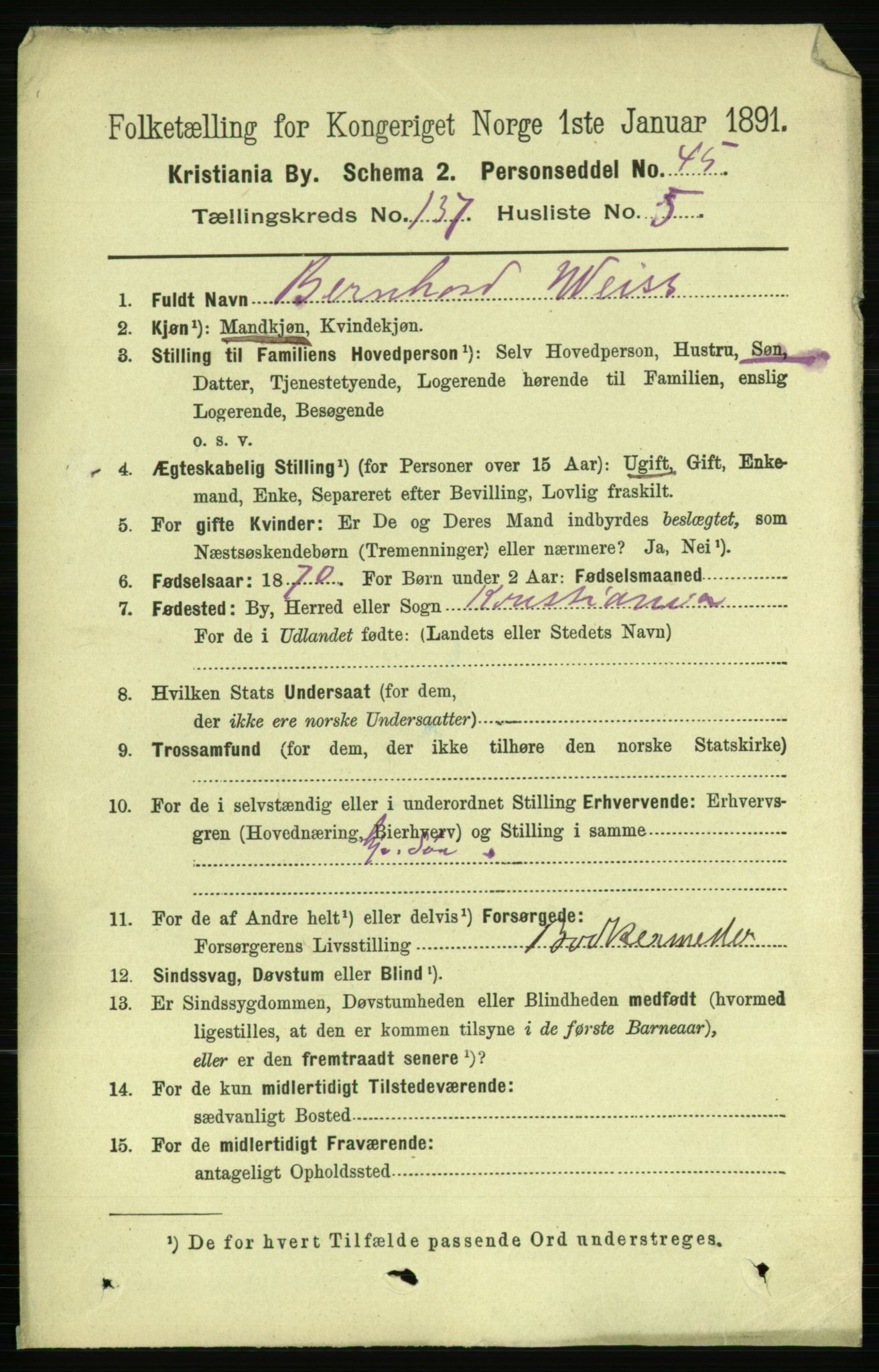 RA, 1891 census for 0301 Kristiania, 1891, p. 76443