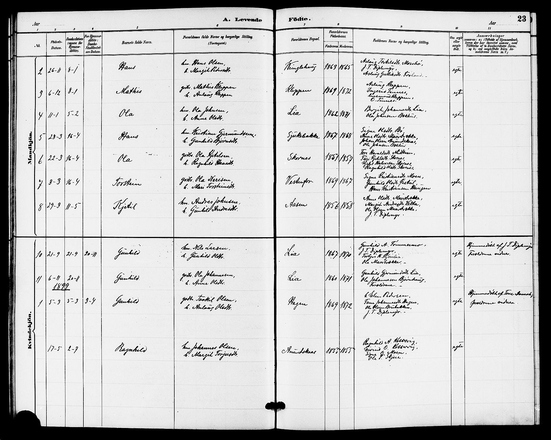 Hjartdal kirkebøker, SAKO/A-270/G/Gb/L0003: Parish register (copy) no. II 3, 1884-1899, p. 23