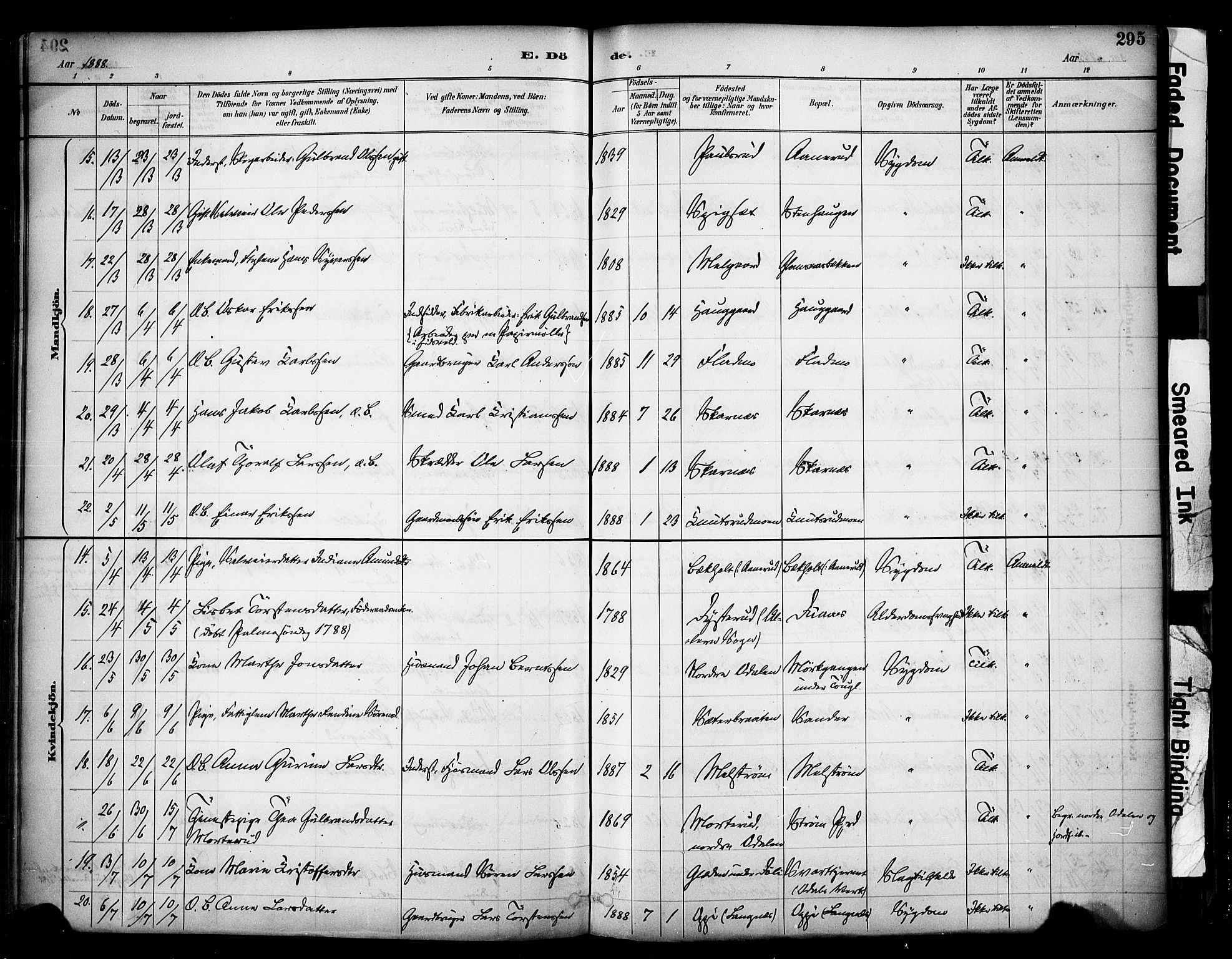 Sør-Odal prestekontor, AV/SAH-PREST-030/H/Ha/Haa/L0007: Parish register (official) no. 7, 1886-1925, p. 295