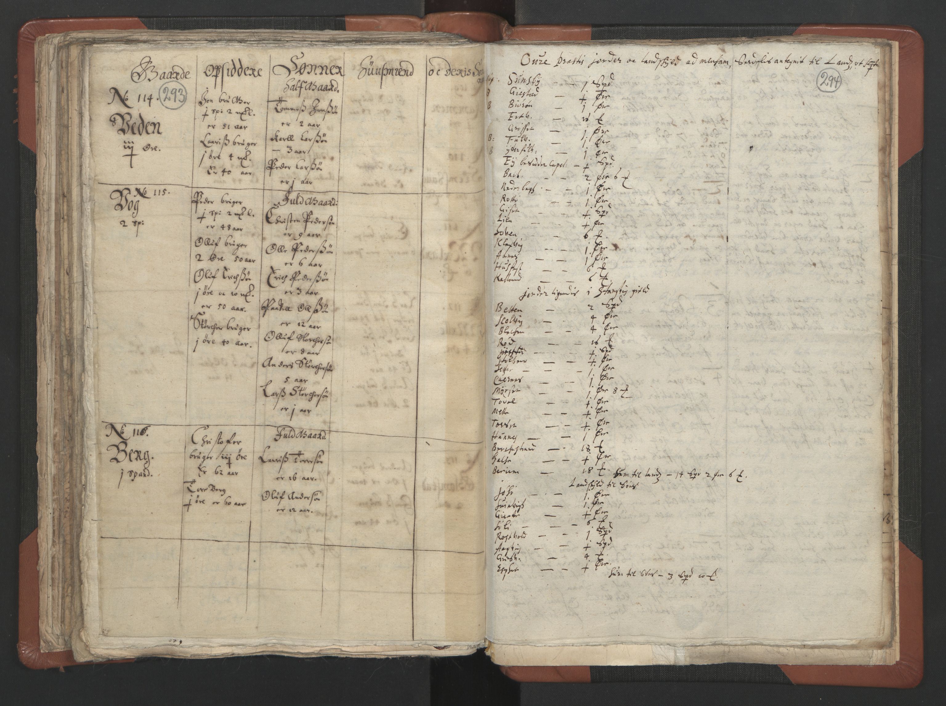 RA, Vicar's Census 1664-1666, no. 29: Nordmøre deanery, 1664-1666, p. 293-294