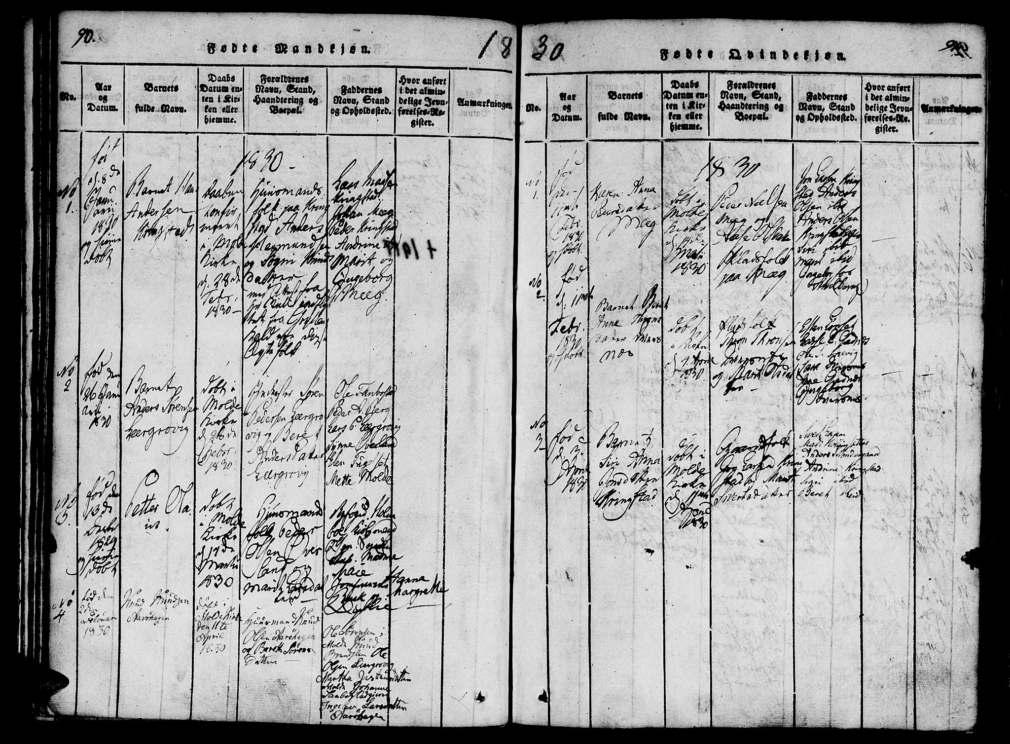 Ministerialprotokoller, klokkerbøker og fødselsregistre - Møre og Romsdal, SAT/A-1454/555/L0652: Parish register (official) no. 555A03, 1817-1843, p. 90-91