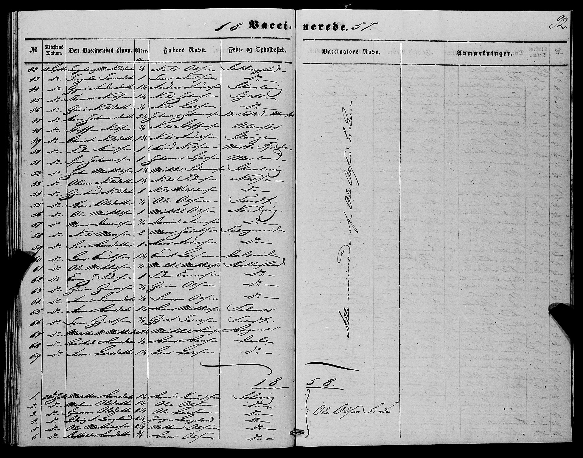 Fjell sokneprestembete, SAB/A-75301/H/Haa: Parish register (official) no. A 4, 1851-1870, p. 92