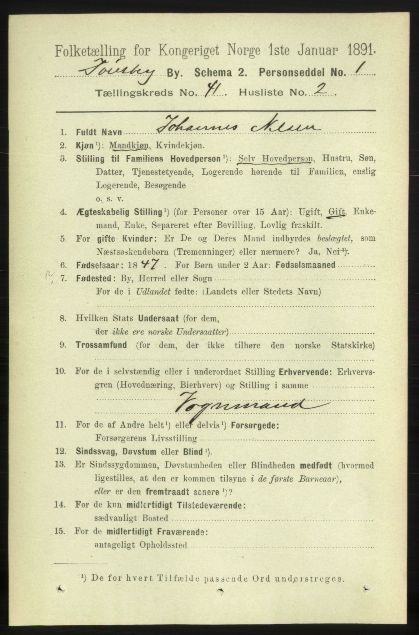 RA, 1891 census for 0705 Tønsberg, 1891, p. 8753