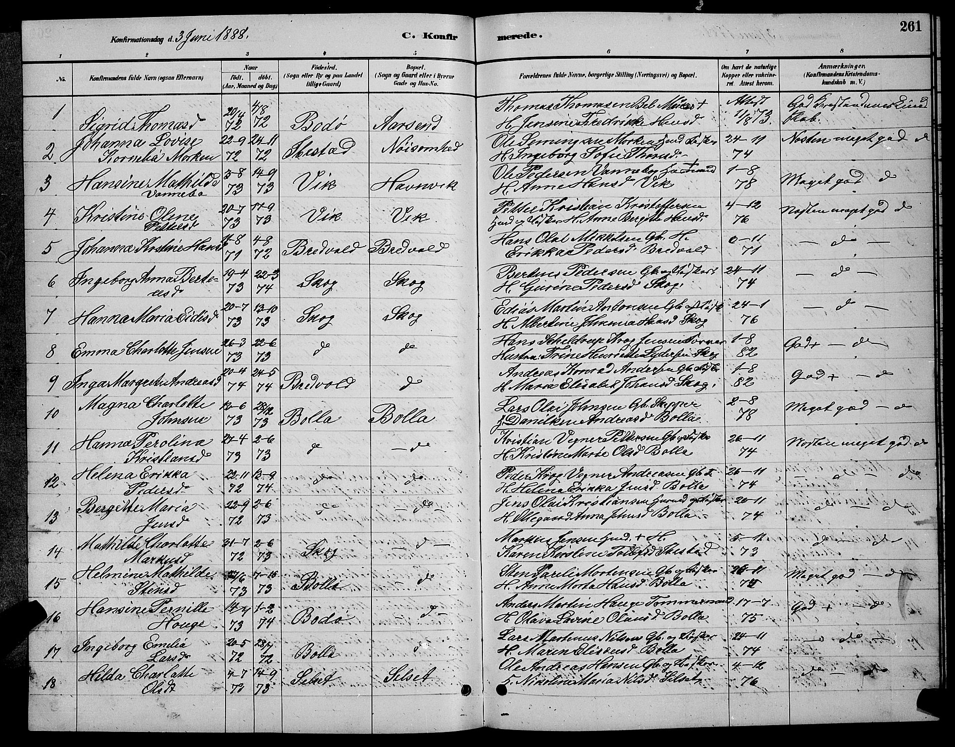 Ibestad sokneprestembete, SATØ/S-0077/H/Ha/Hab/L0007klokker: Parish register (copy) no. 7, 1879-1889, p. 261