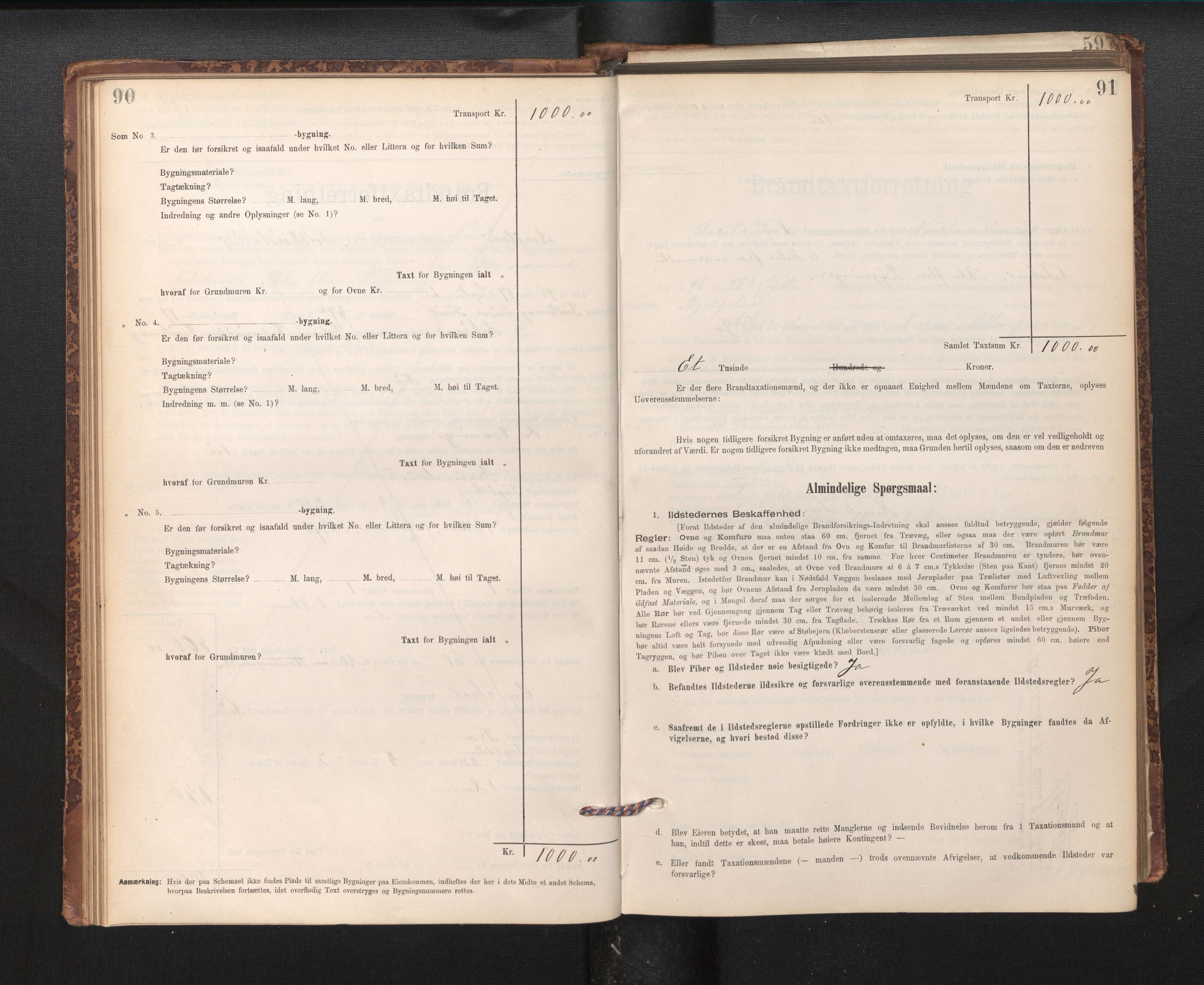 Lensmannen i Årstad, AV/SAB-A-36201/0012/L0011: Branntakstprotokoll,skjematakst, 1895-1901, p. 90-91