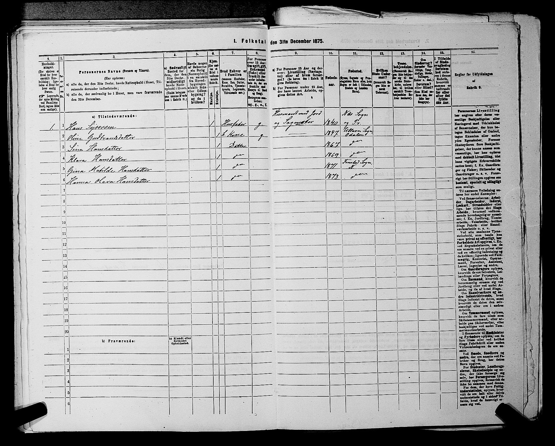 RA, 1875 census for 0236P Nes, 1875, p. 172