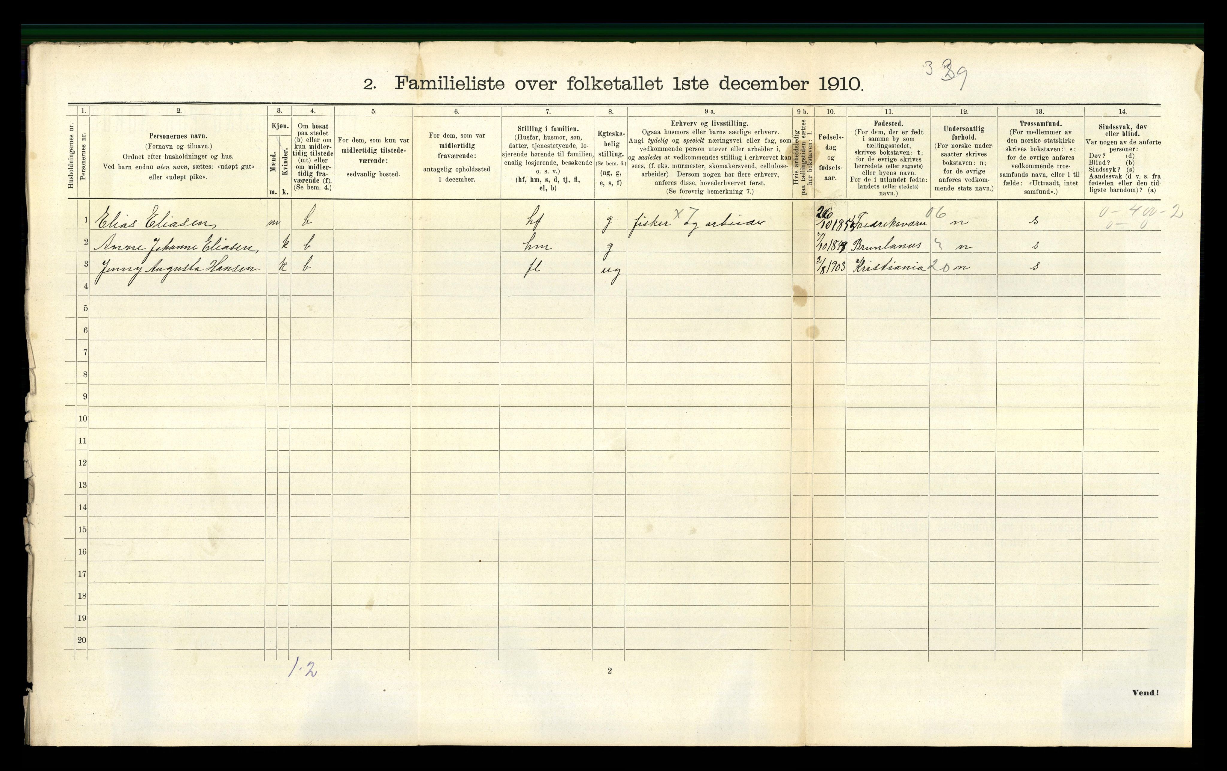 RA, 1910 census for Larvik, 1910, p. 5300