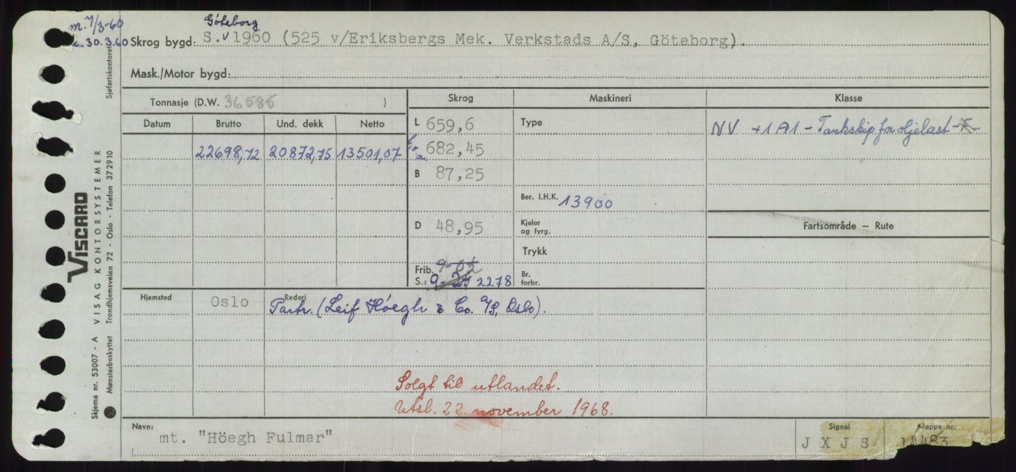 Sjøfartsdirektoratet med forløpere, Skipsmålingen, RA/S-1627/H/Hd/L0017: Fartøy, Holi-Hå, p. 339