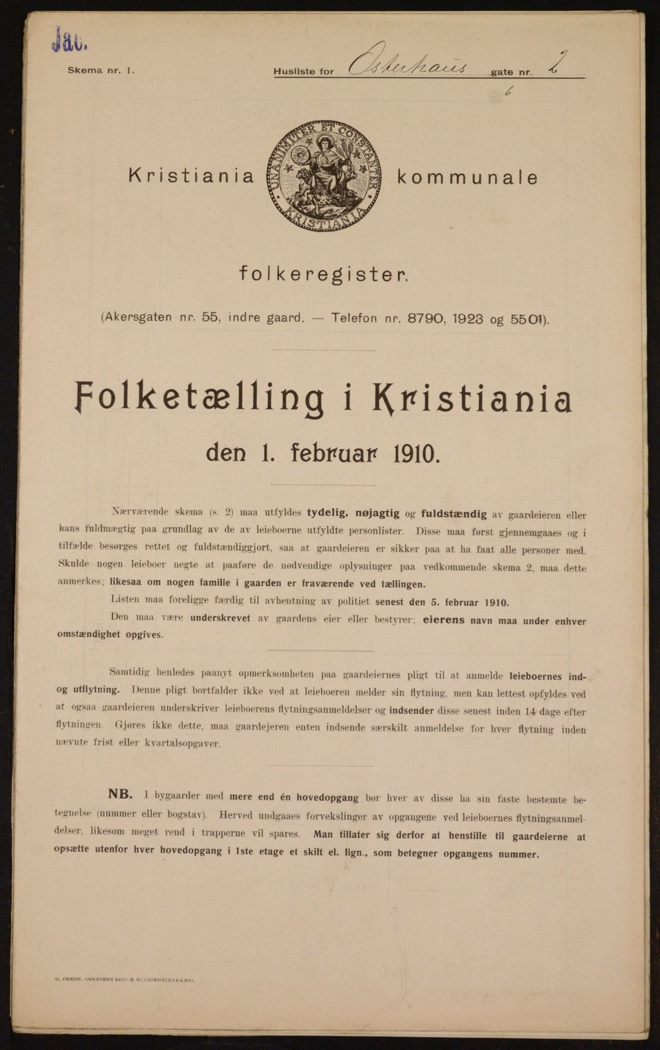 OBA, Municipal Census 1910 for Kristiania, 1910, p. 74454