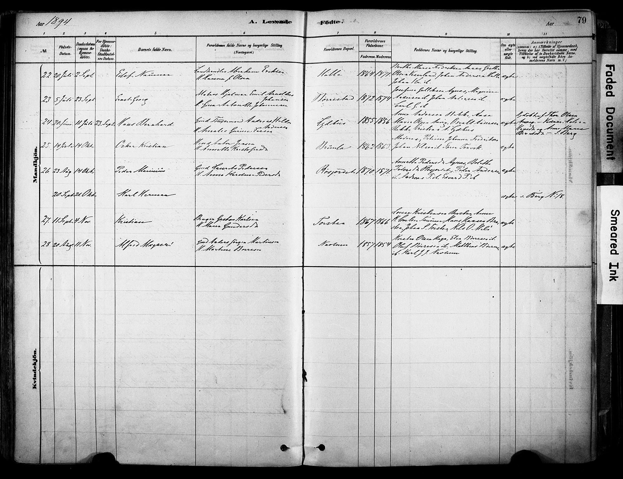 Brunlanes kirkebøker, AV/SAKO-A-342/F/Fc/L0001: Parish register (official) no. III 1, 1878-1899, p. 79