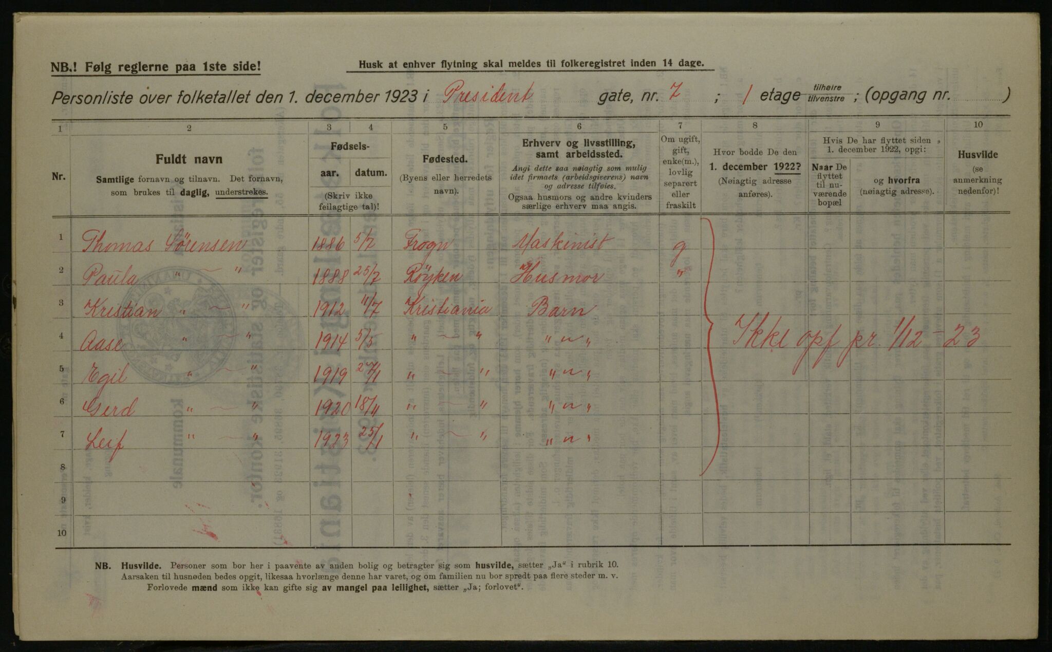 OBA, Municipal Census 1923 for Kristiania, 1923, p. 89658