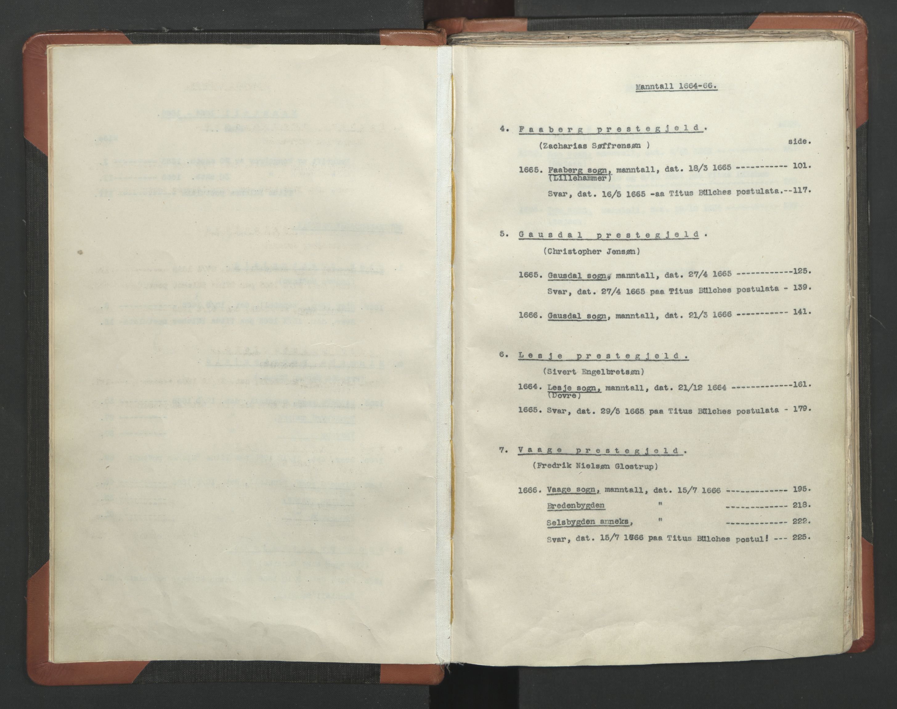 RA, Vicar's Census 1664-1666, no. 6: Gudbrandsdal deanery, 1664-1666