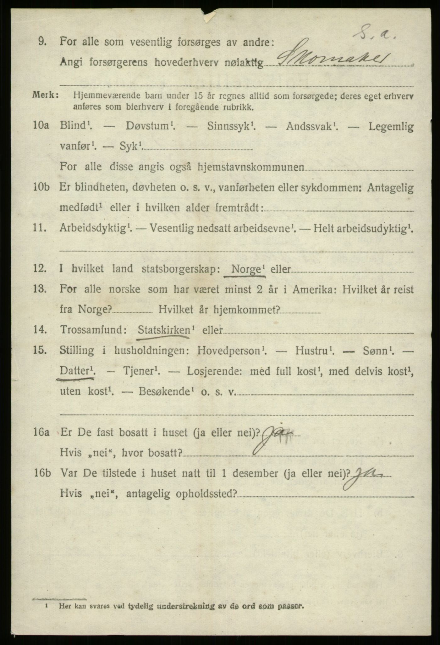 SAB, 1920 census for Gloppen, 1920, p. 5207