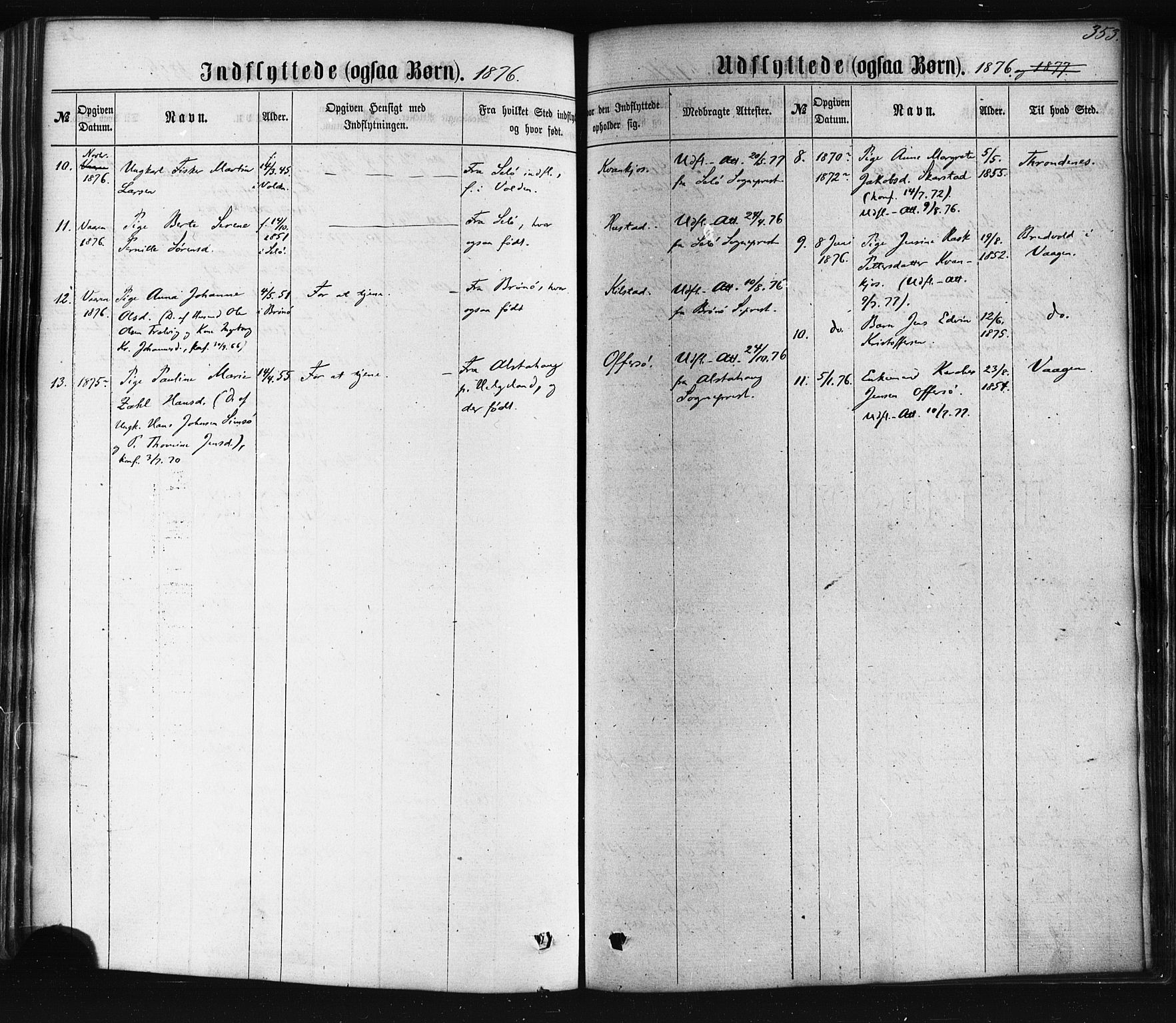 Ministerialprotokoller, klokkerbøker og fødselsregistre - Nordland, AV/SAT-A-1459/872/L1034: Parish register (official) no. 872A09, 1864-1884, p. 353