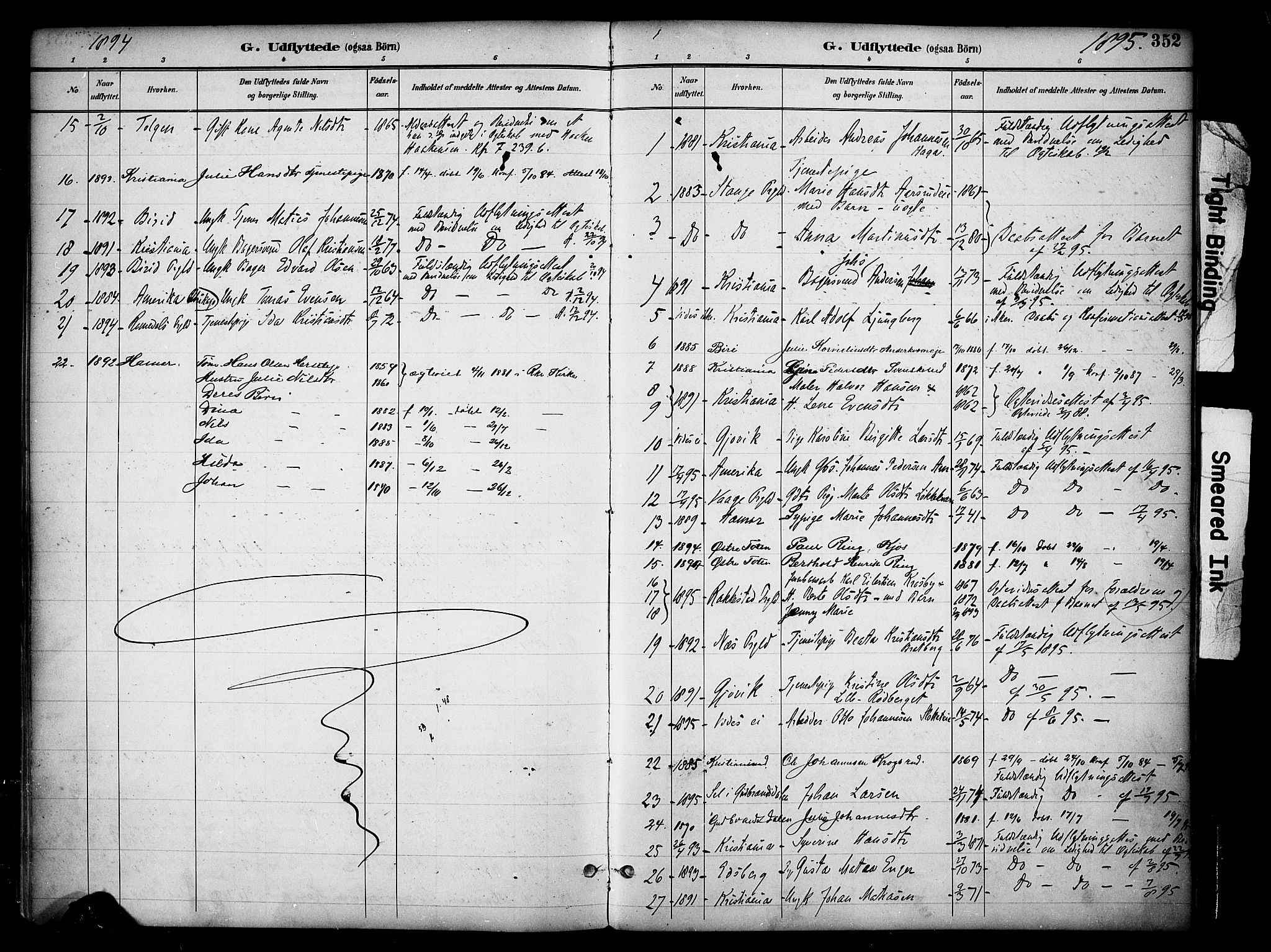 Ringsaker prestekontor, AV/SAH-PREST-014/K/Ka/L0017: Parish register (official) no. 17, 1891-1902, p. 352