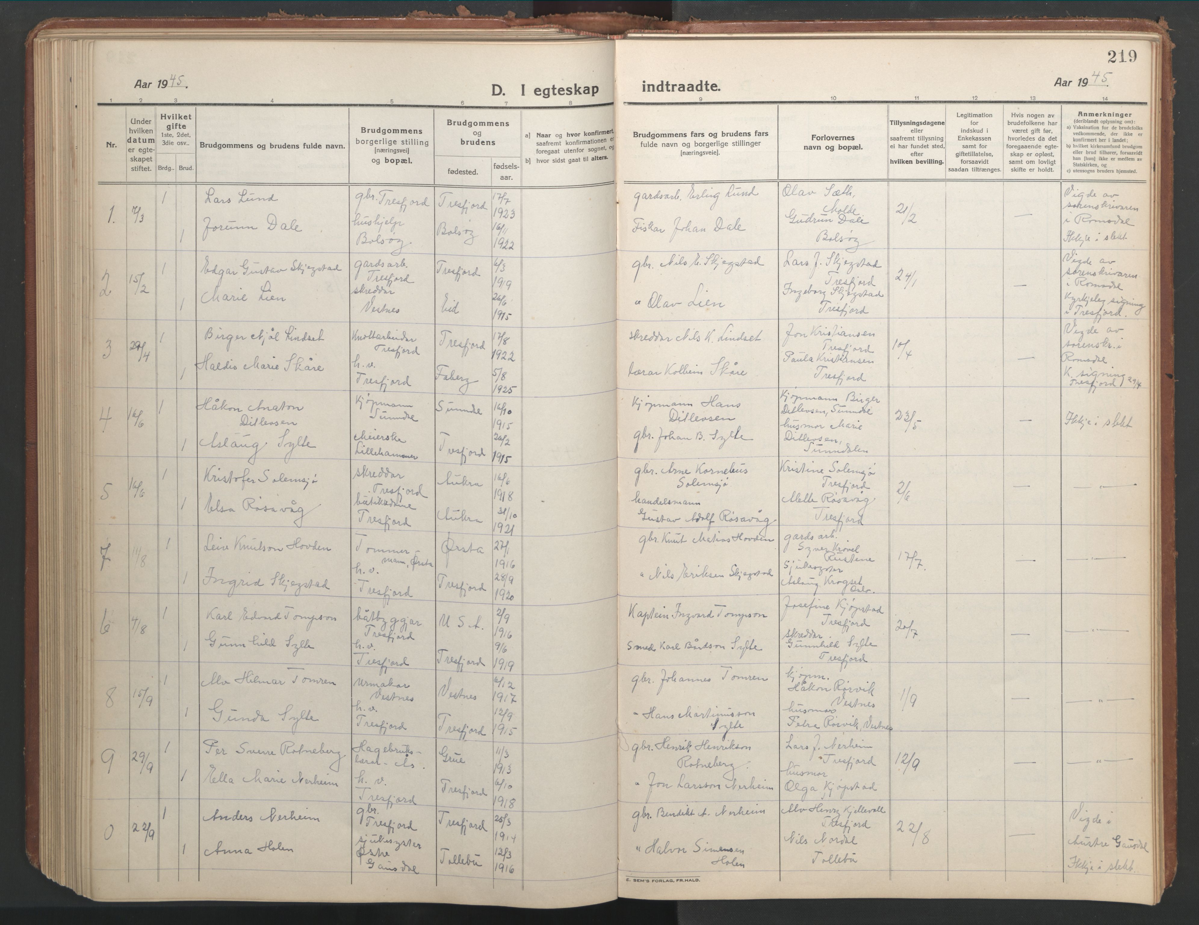 Ministerialprotokoller, klokkerbøker og fødselsregistre - Møre og Romsdal, AV/SAT-A-1454/541/L0548: Parish register (copy) no. 541C03, 1921-1960, p. 219