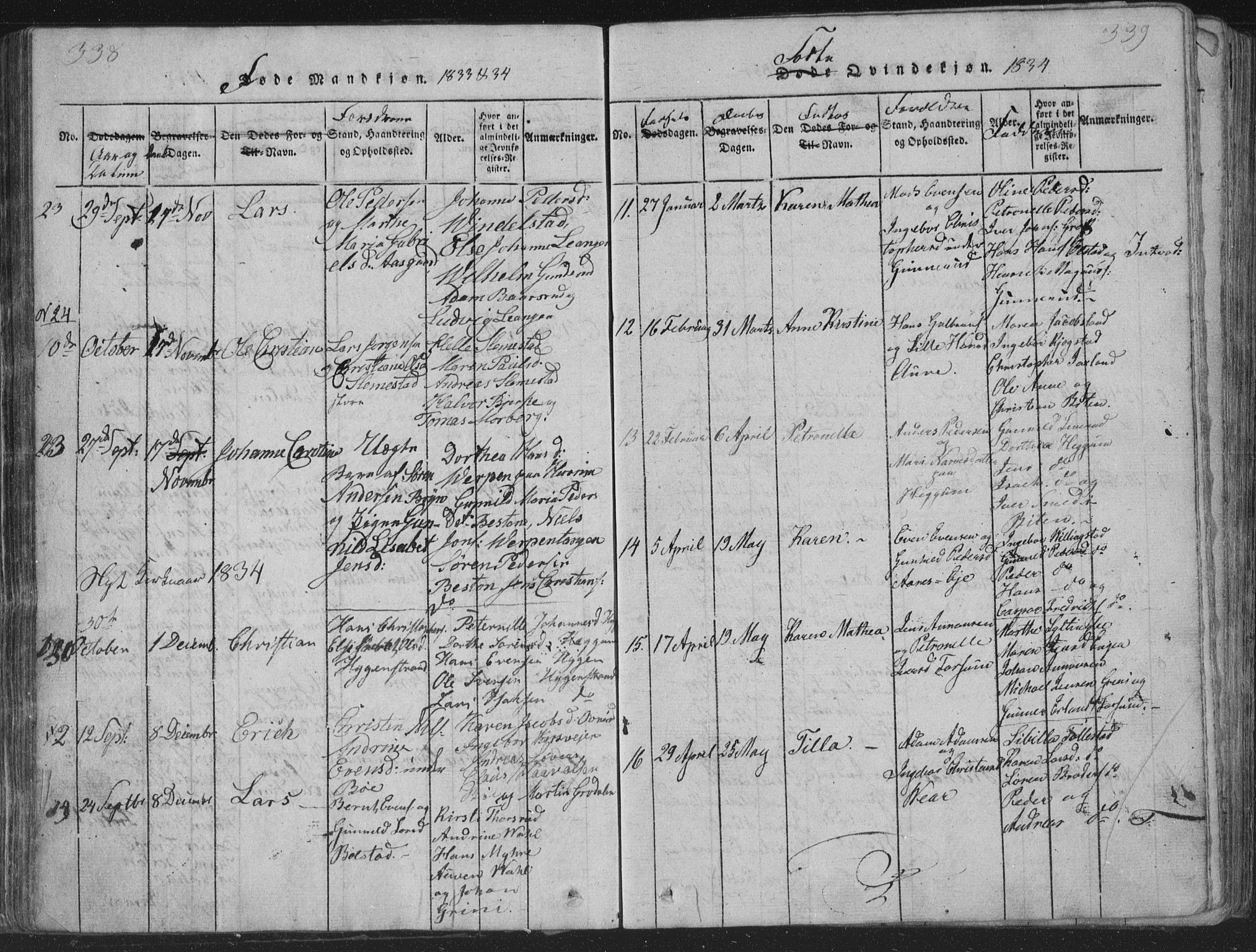 Røyken kirkebøker, AV/SAKO-A-241/G/Ga/L0003: Parish register (copy) no. 3, 1814-1856, p. 338-339