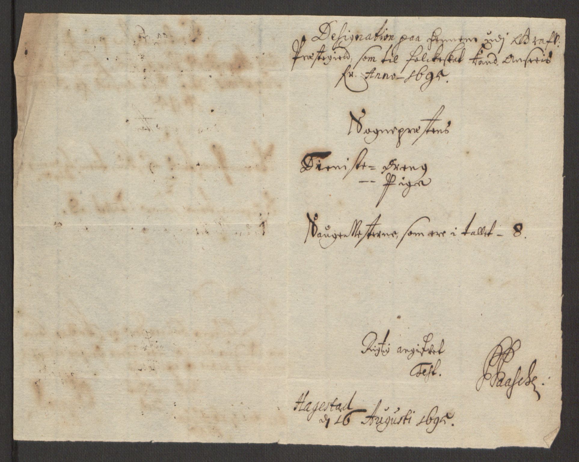 Rentekammeret inntil 1814, Reviderte regnskaper, Fogderegnskap, AV/RA-EA-4092/R48/L2976: Fogderegnskap Sunnhordland og Hardanger, 1695-1696, p. 162