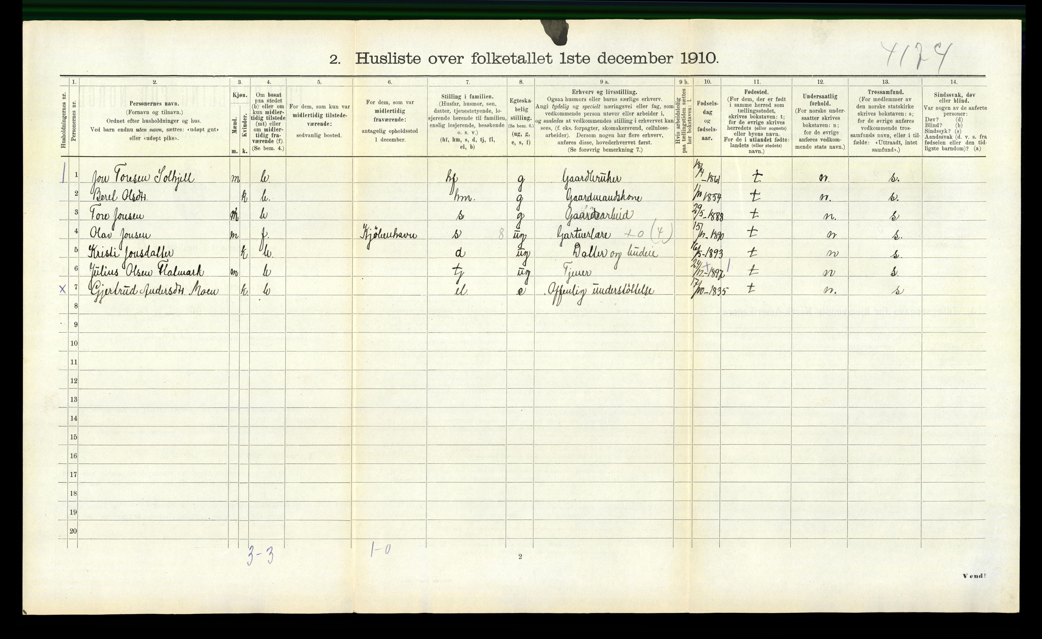 RA, 1910 census for Eresfjord og Vistdal, 1910, p. 314