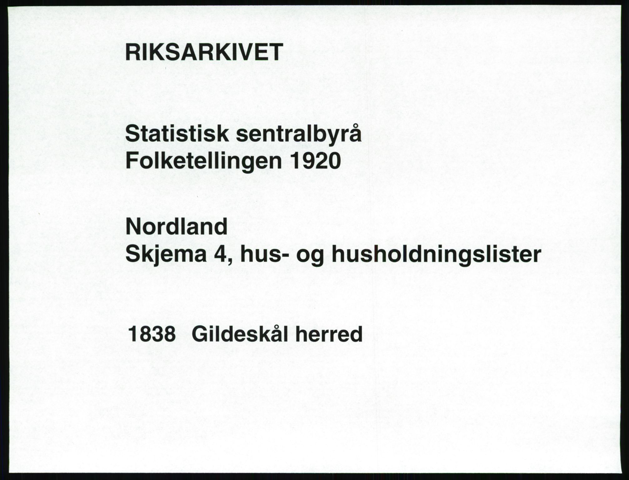 SAT, 1920 census for Gildeskål, 1920, p. 58