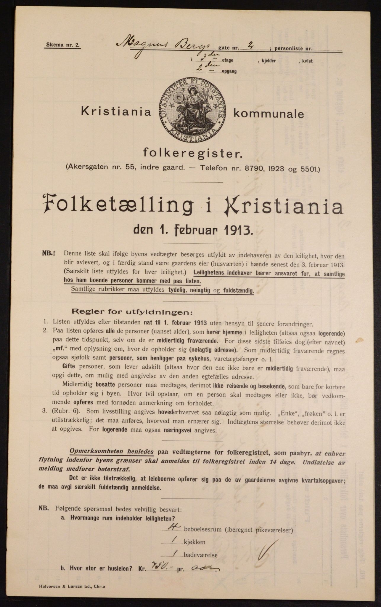 OBA, Municipal Census 1913 for Kristiania, 1913, p. 58868