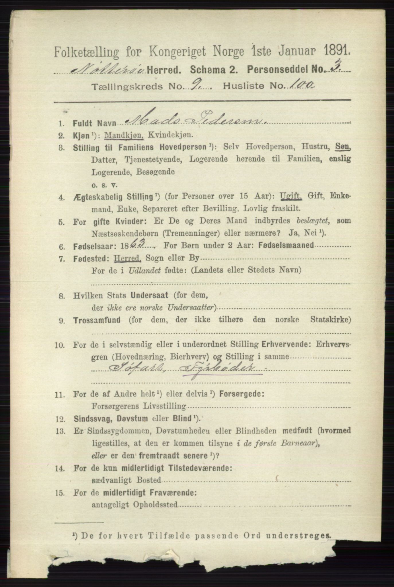 RA, 1891 census for 0722 Nøtterøy, 1891, p. 5107