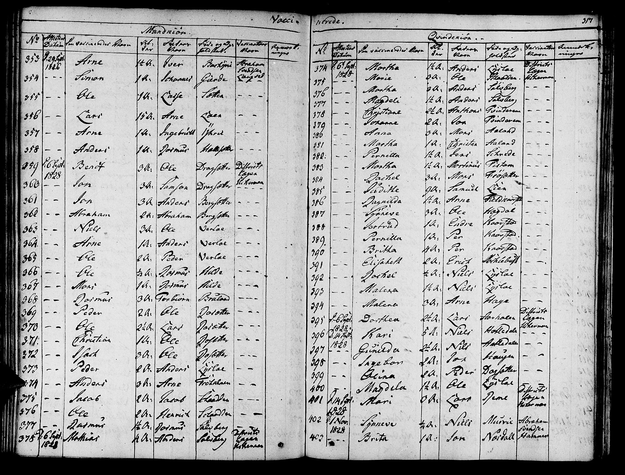 Innvik sokneprestembete, SAB/A-80501: Parish register (official) no. A 3, 1820-1832, p. 317