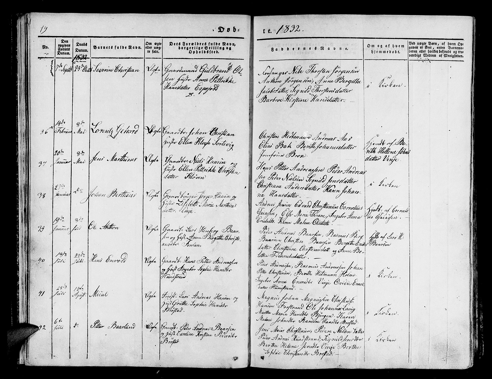 Tranøy sokneprestkontor, AV/SATØ-S-1313/I/Ia/Iaa/L0005kirke: Parish register (official) no. 5, 1829-1844, p. 19