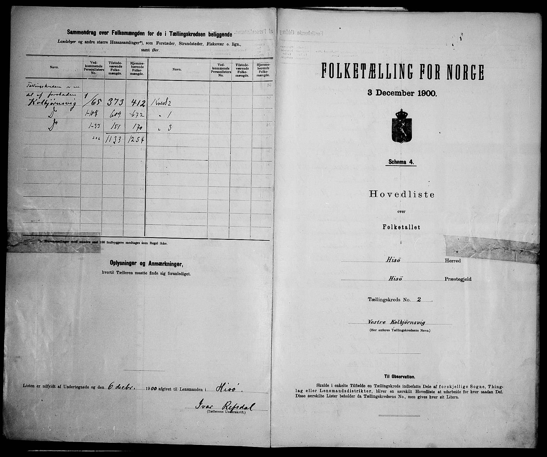 SAK, 1900 census for Hisøy, 1900, p. 16