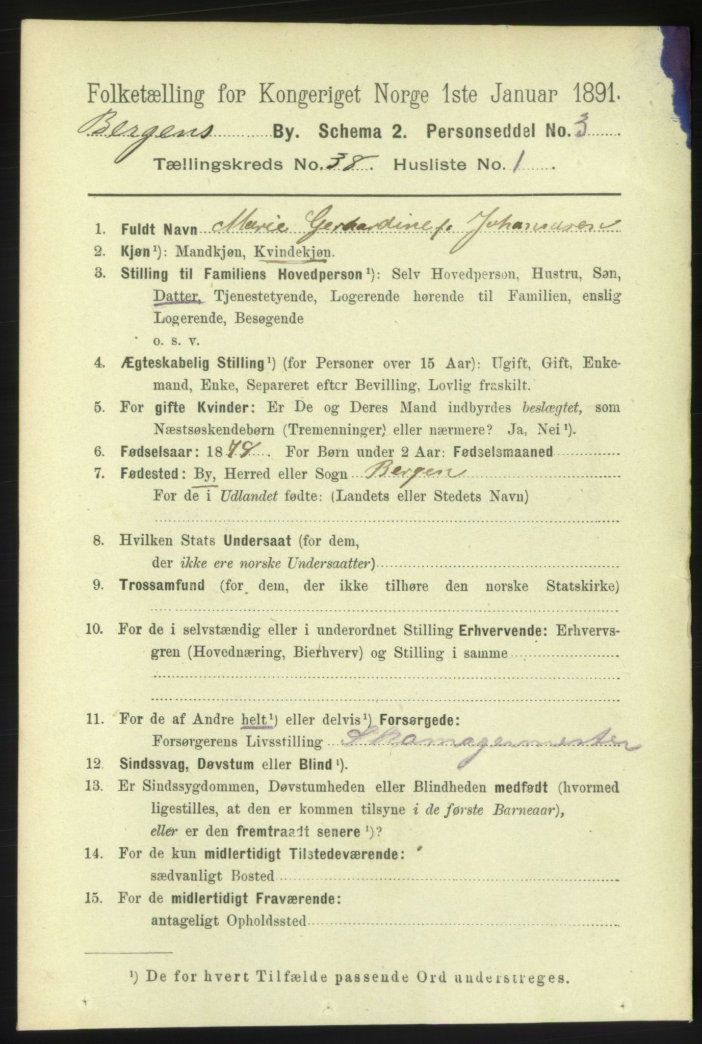 RA, 1891 Census for 1301 Bergen, 1891, p. 45562