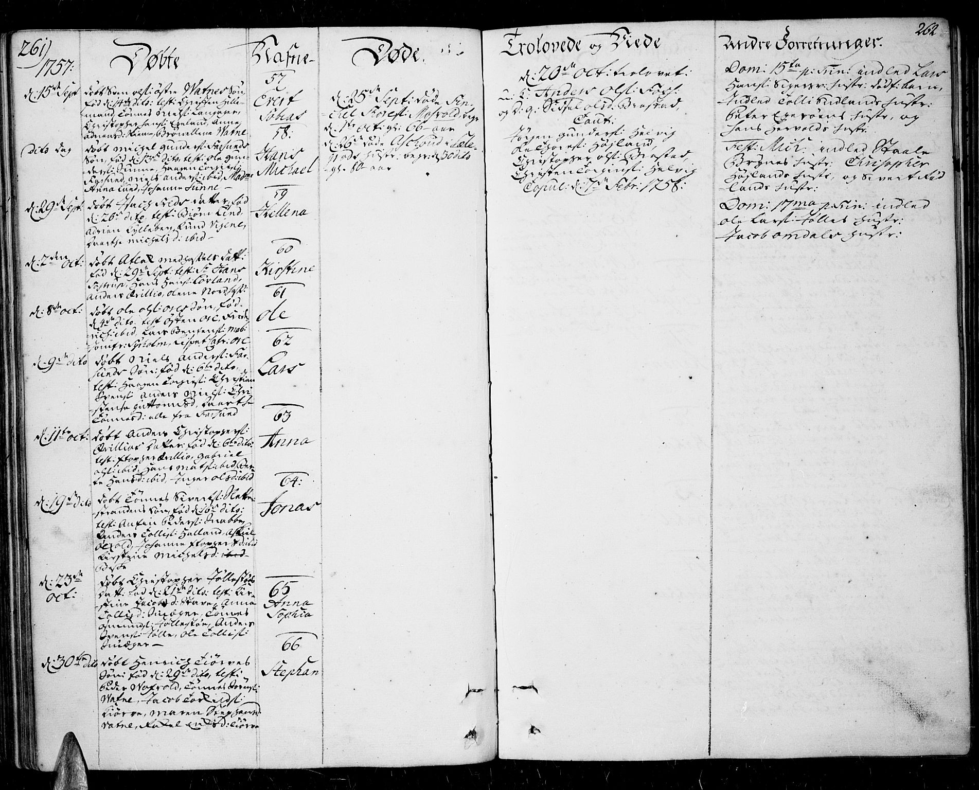 Lista sokneprestkontor, AV/SAK-1111-0027/F/Fa/L0003: Parish register (official) no. A 3 /1, 1743-1767, p. 261-262