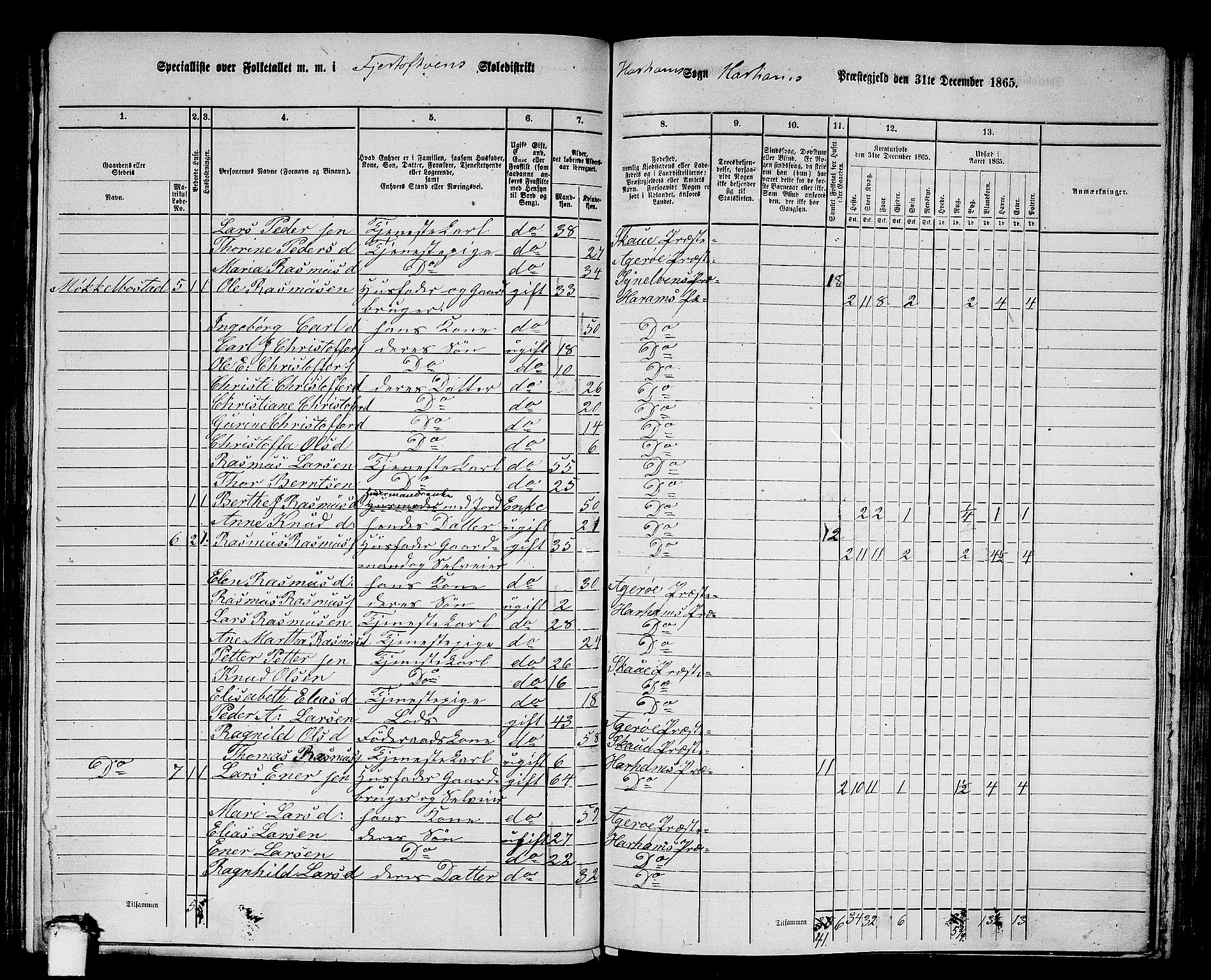 RA, 1865 census for Haram, 1865, p. 9