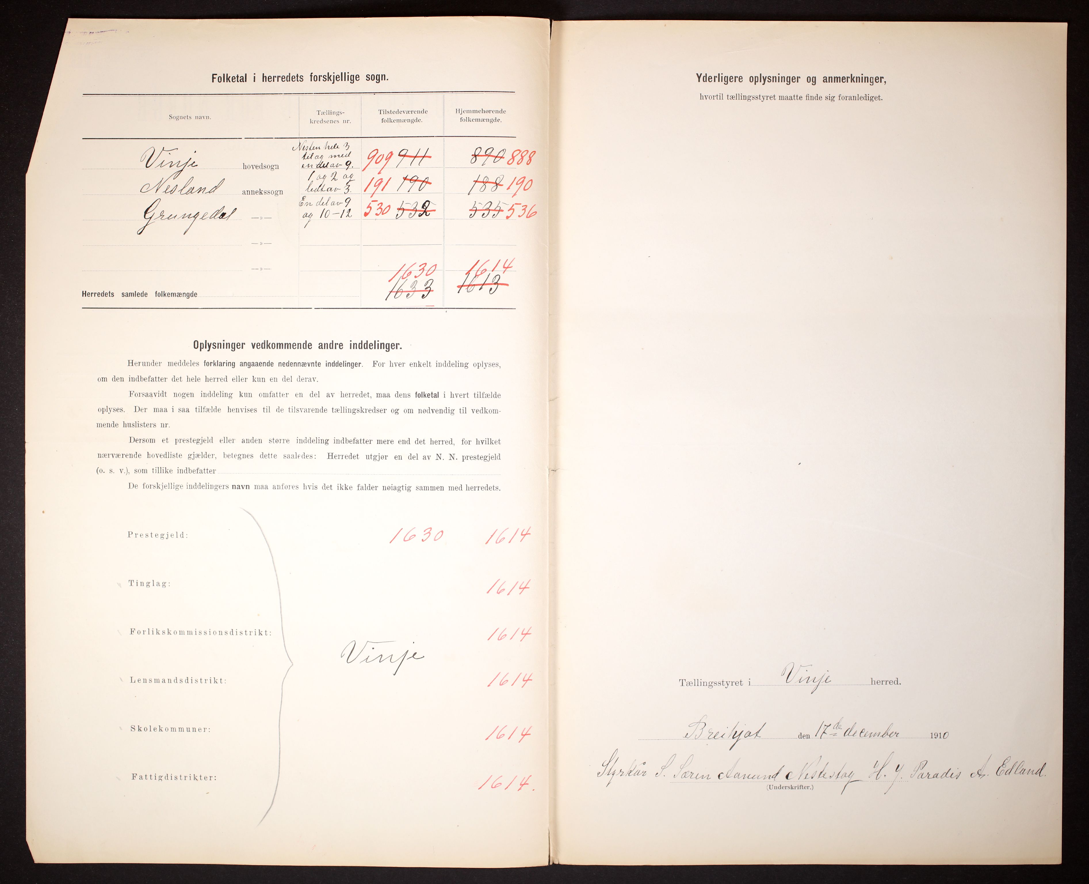 RA, 1910 census for Vinje, 1910, p. 3