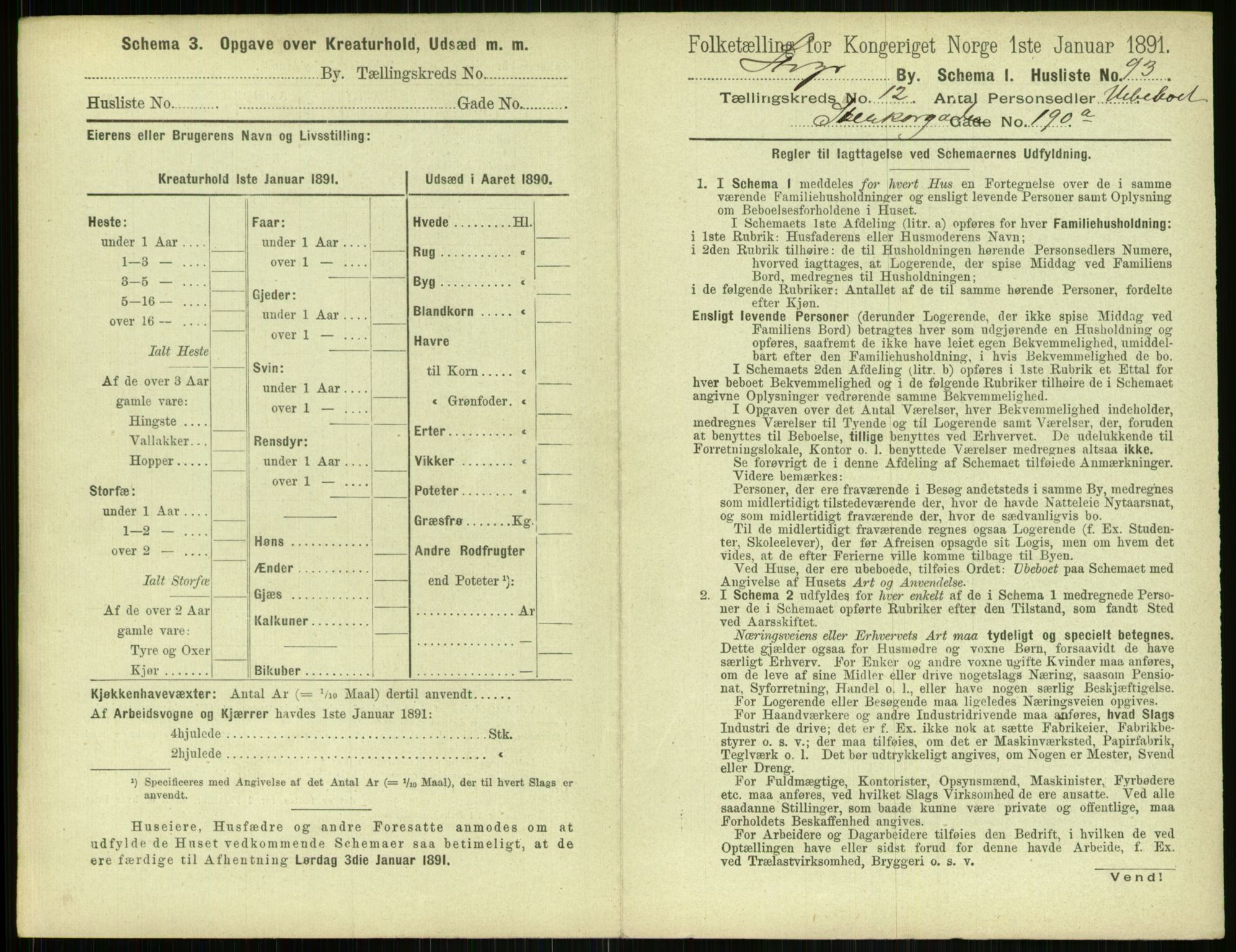 RA, 1891 census for 1103 Stavanger, 1891, p. 2345