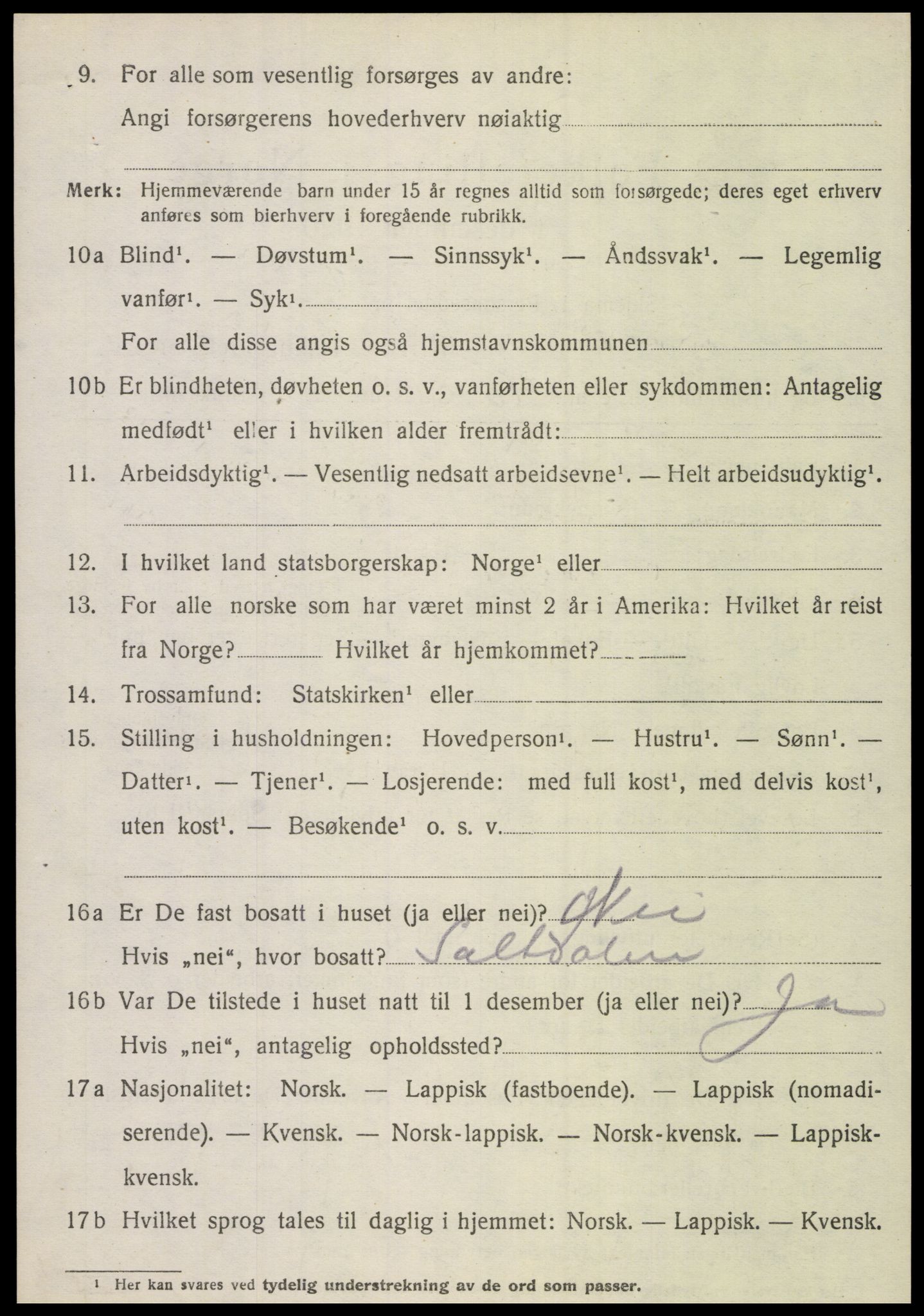 SAT, 1920 census for Sørfold, 1920, p. 6094