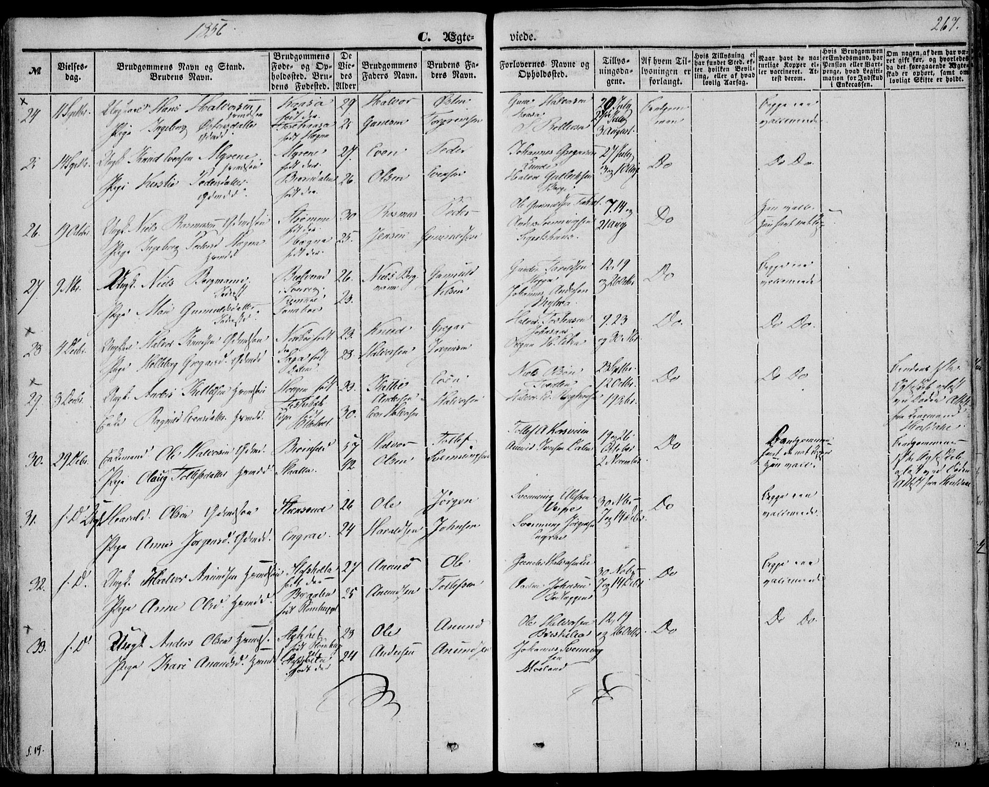 Bø kirkebøker, SAKO/A-257/F/Fa/L0008: Parish register (official) no. 8, 1849-1861, p. 267