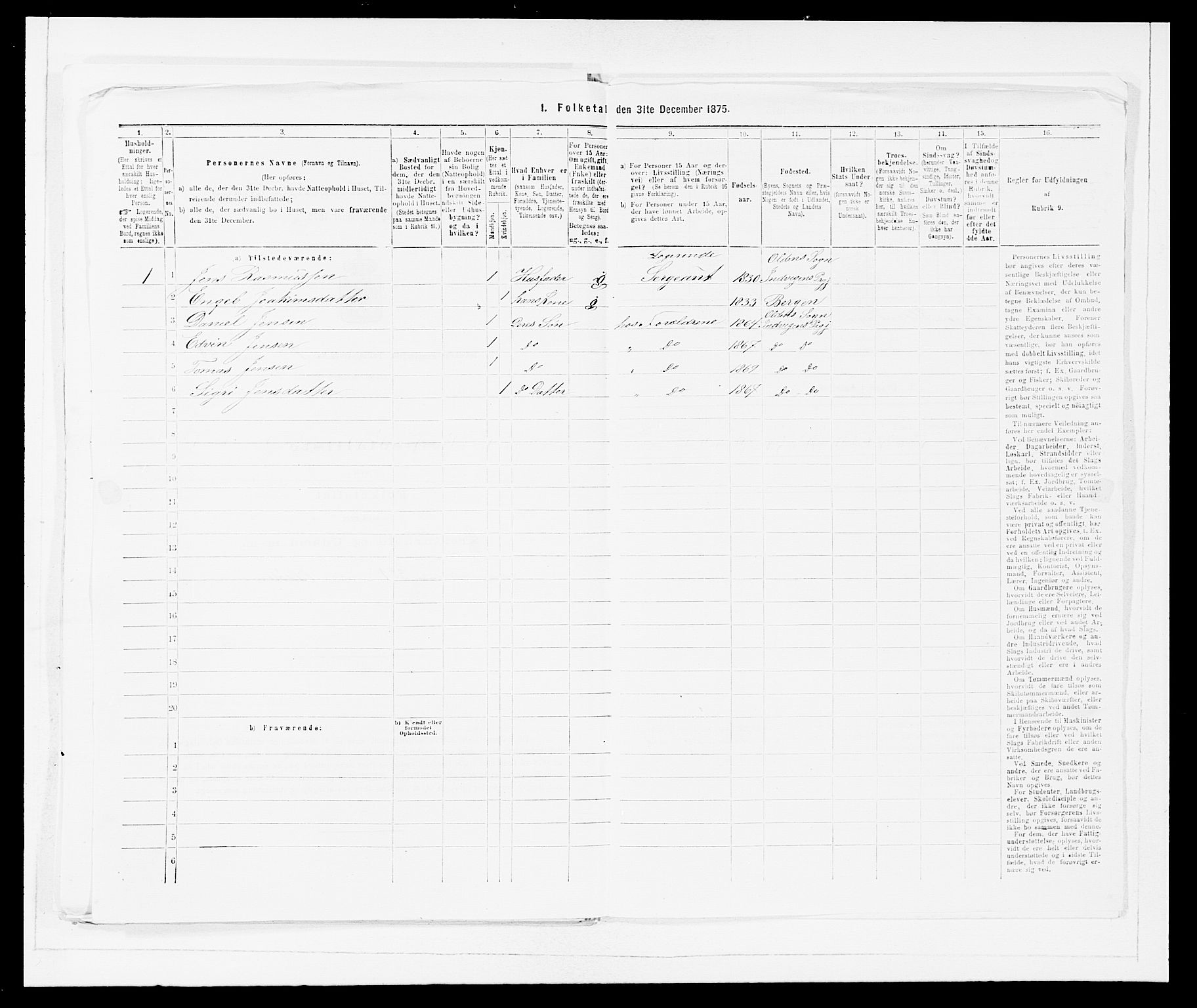 SAB, 1875 Census for 1447P Innvik, 1875, p. 890