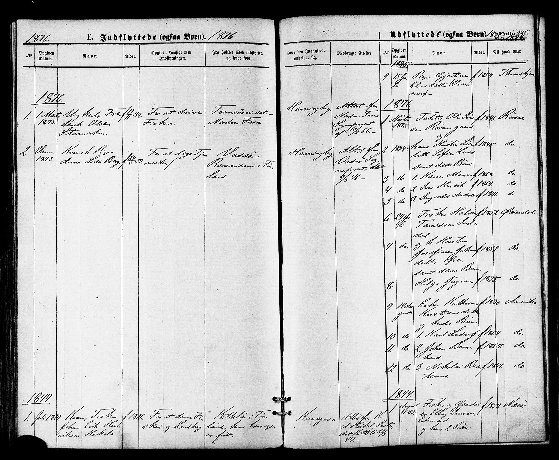 Vardø sokneprestkontor, SATØ/S-1332/H/Ha/L0005kirke: Parish register (official) no. 5, 1872-1878, p. 295