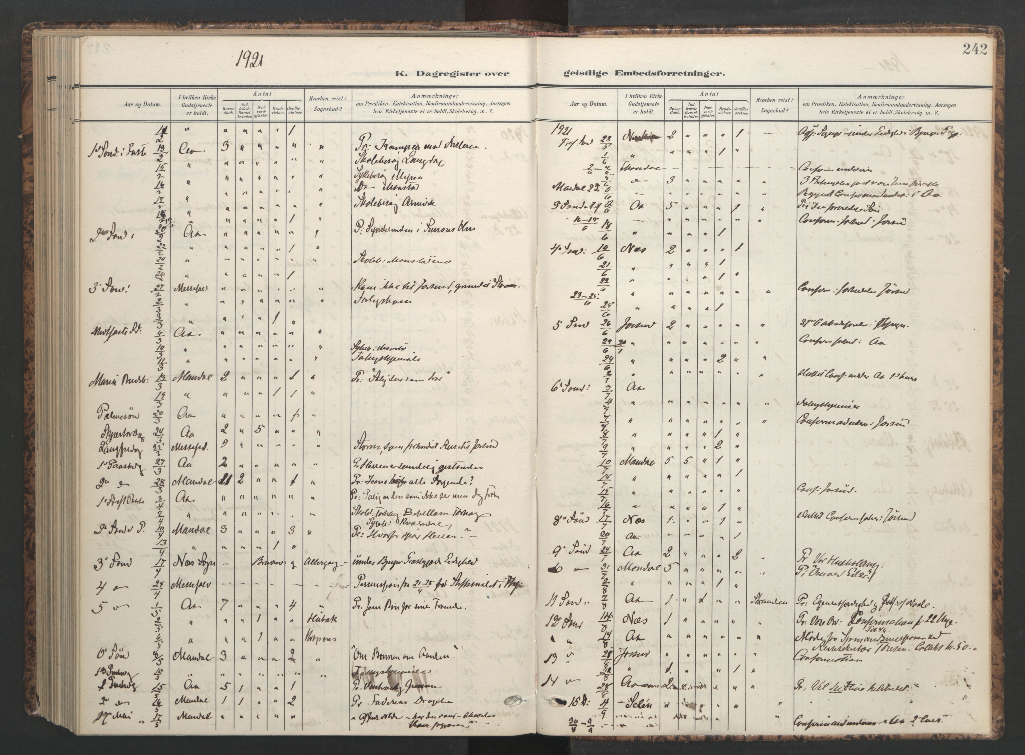 Ministerialprotokoller, klokkerbøker og fødselsregistre - Sør-Trøndelag, SAT/A-1456/655/L0682: Parish register (official) no. 655A11, 1908-1922, p. 242