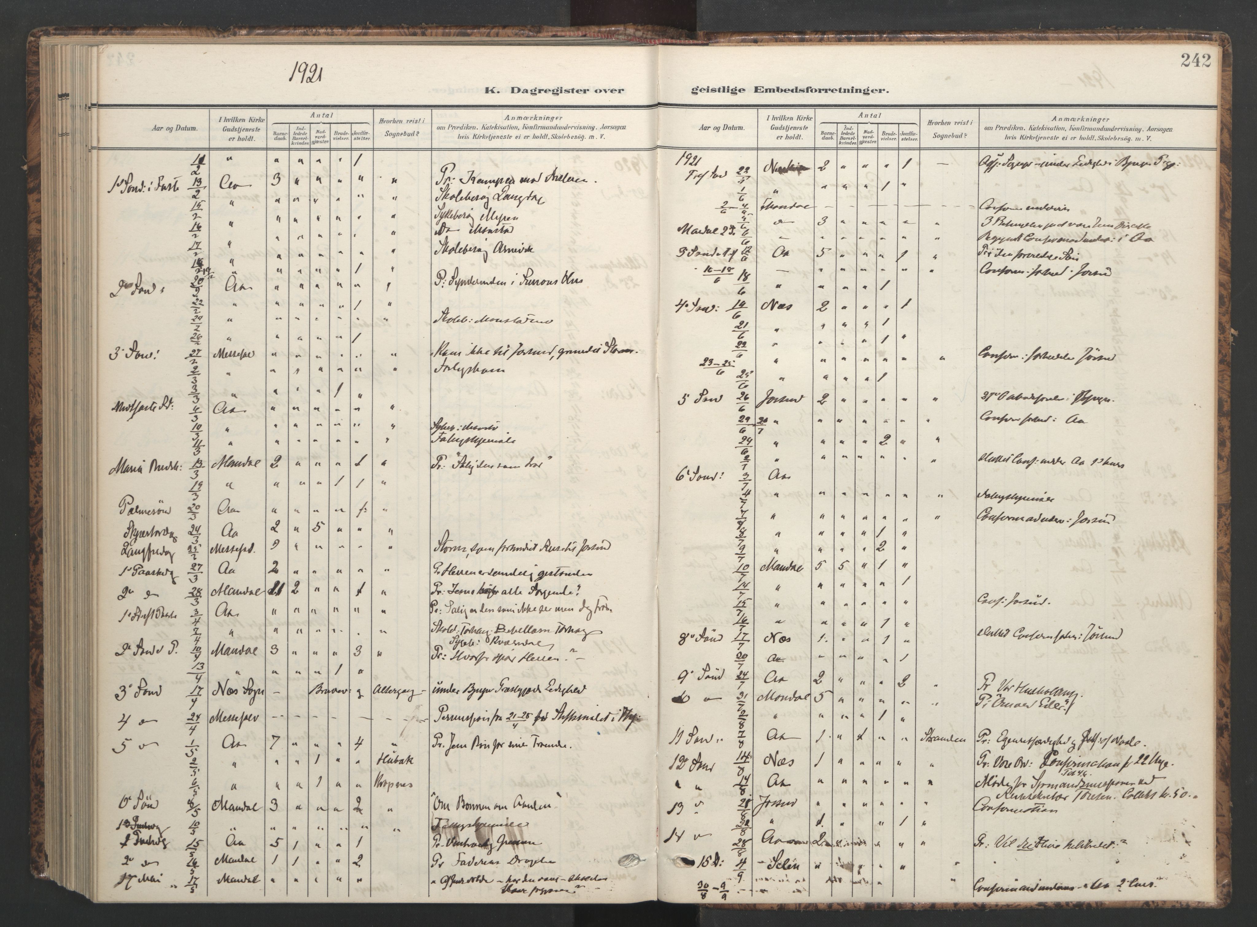 Ministerialprotokoller, klokkerbøker og fødselsregistre - Sør-Trøndelag, AV/SAT-A-1456/655/L0682: Parish register (official) no. 655A11, 1908-1922, p. 242